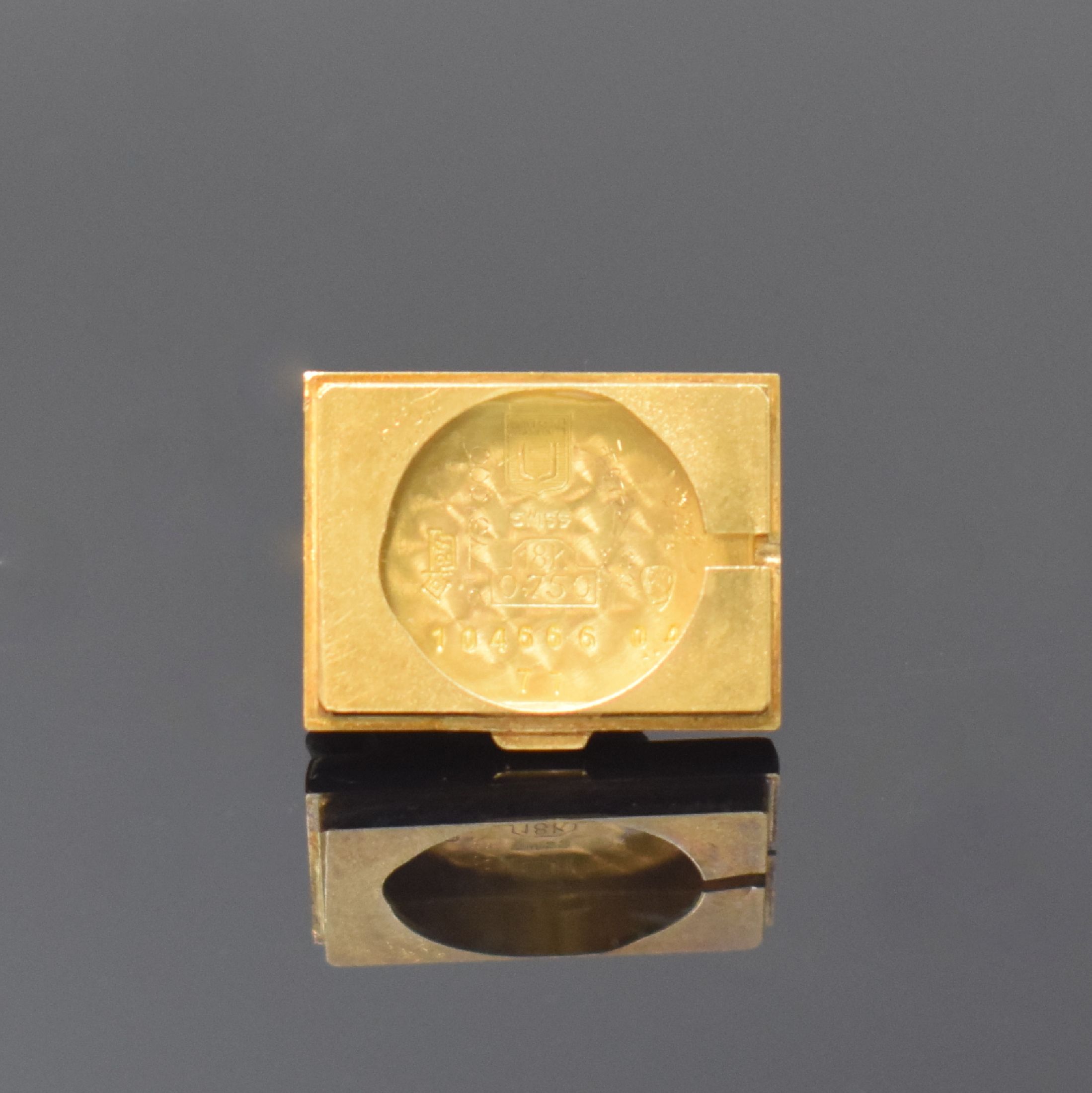 Detail d: UNIVERSAL GENEVE / ROBERTA DI CAMERINO ausgefallene Design-Armbanduhr in GG 750/000, Schweiz um 1965, Handaufzug, Geh. in Form einer doppelten ...
