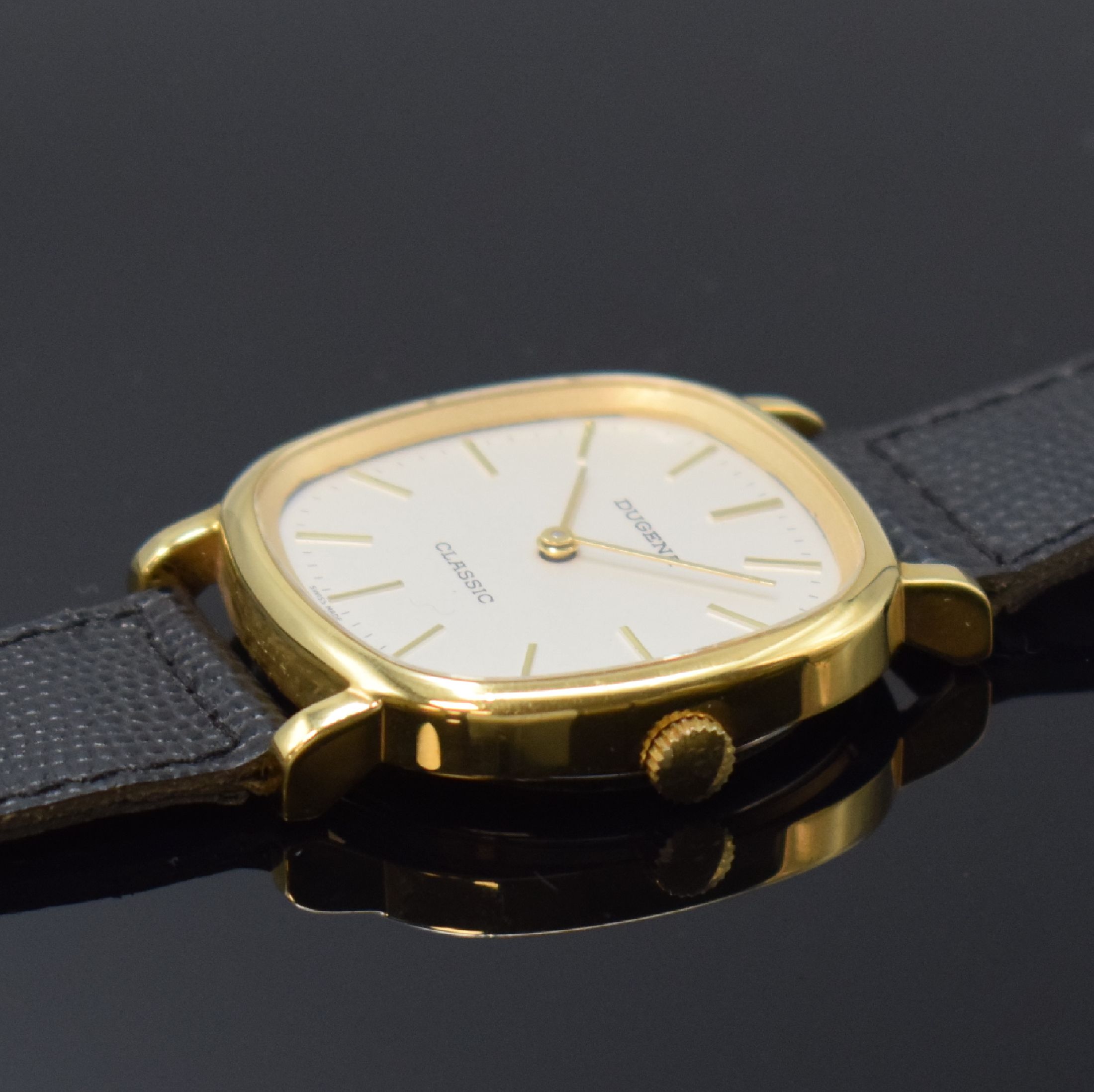 Detail f: DUGENA 6 vergoldete Armbanduhren aus Lagerbestand, Schweiz um 1970, Handaufzug, 2-tlg. Geh. m. Stahlboden, 4 x aufgedr., 2 x verschr., verschiedene ...