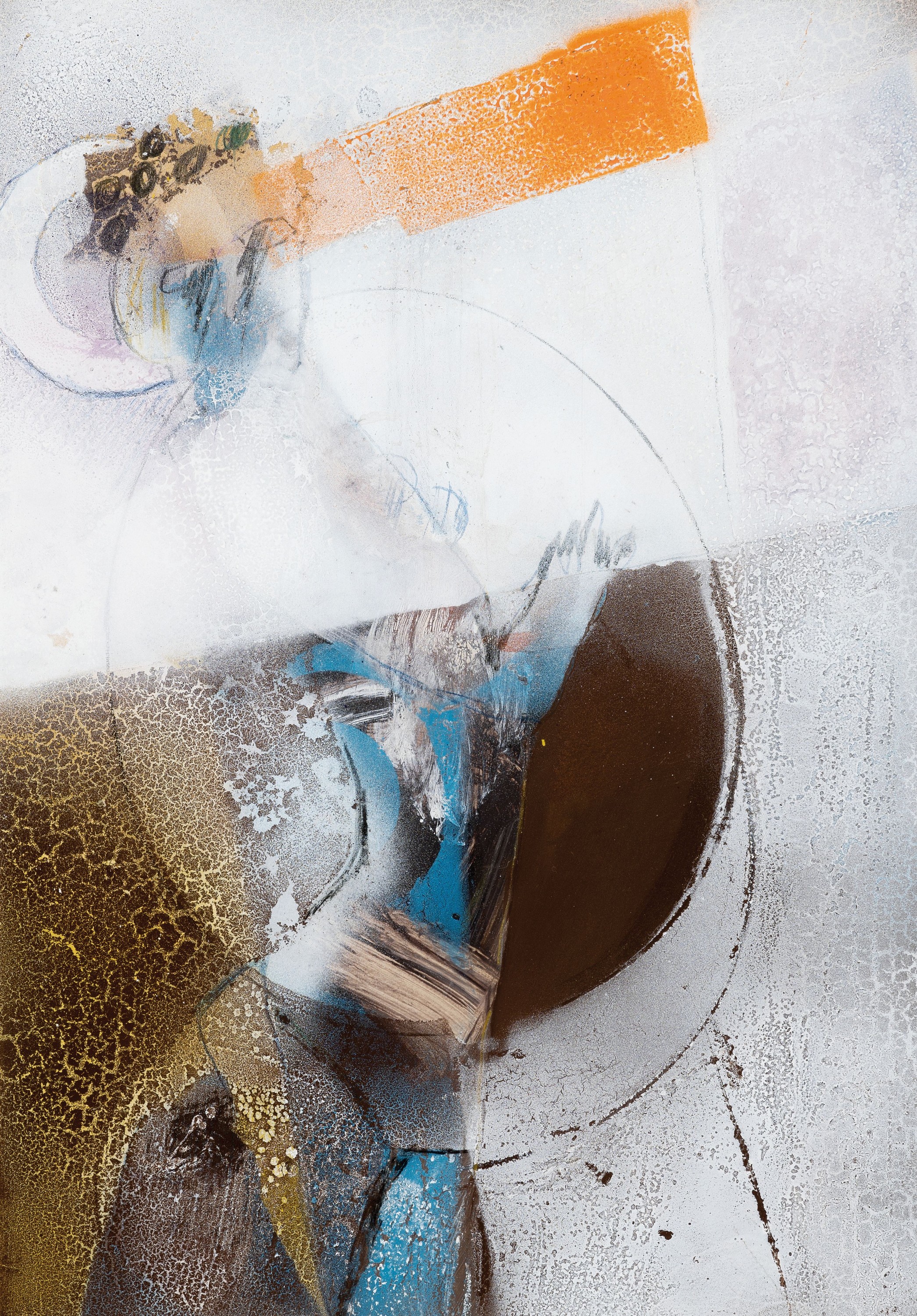 Alfred Emmerich, 1928-1999 Mannheim, abstrakte Komposition, Mischtechnik auf Karton, 1980er-Jahre, unter PP und Glas gerahmt, 93x73 cm; aus ...