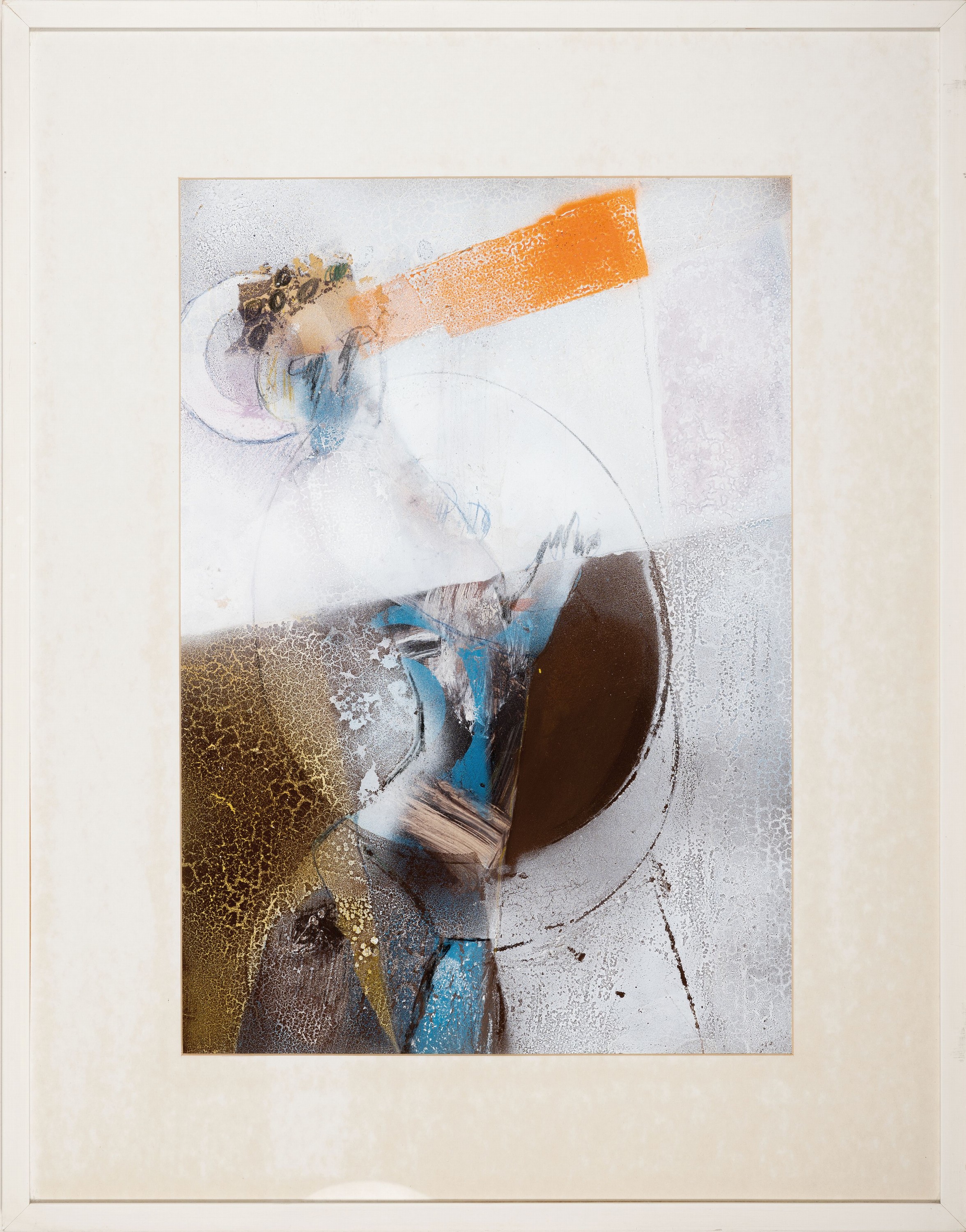 Detail k: Alfred Emmerich, 1928-1999 Mannheim, abstrakte Komposition, Mischtechnik auf Karton, 1980er-Jahre, unter PP und Glas gerahmt, 93x73 cm; aus ...