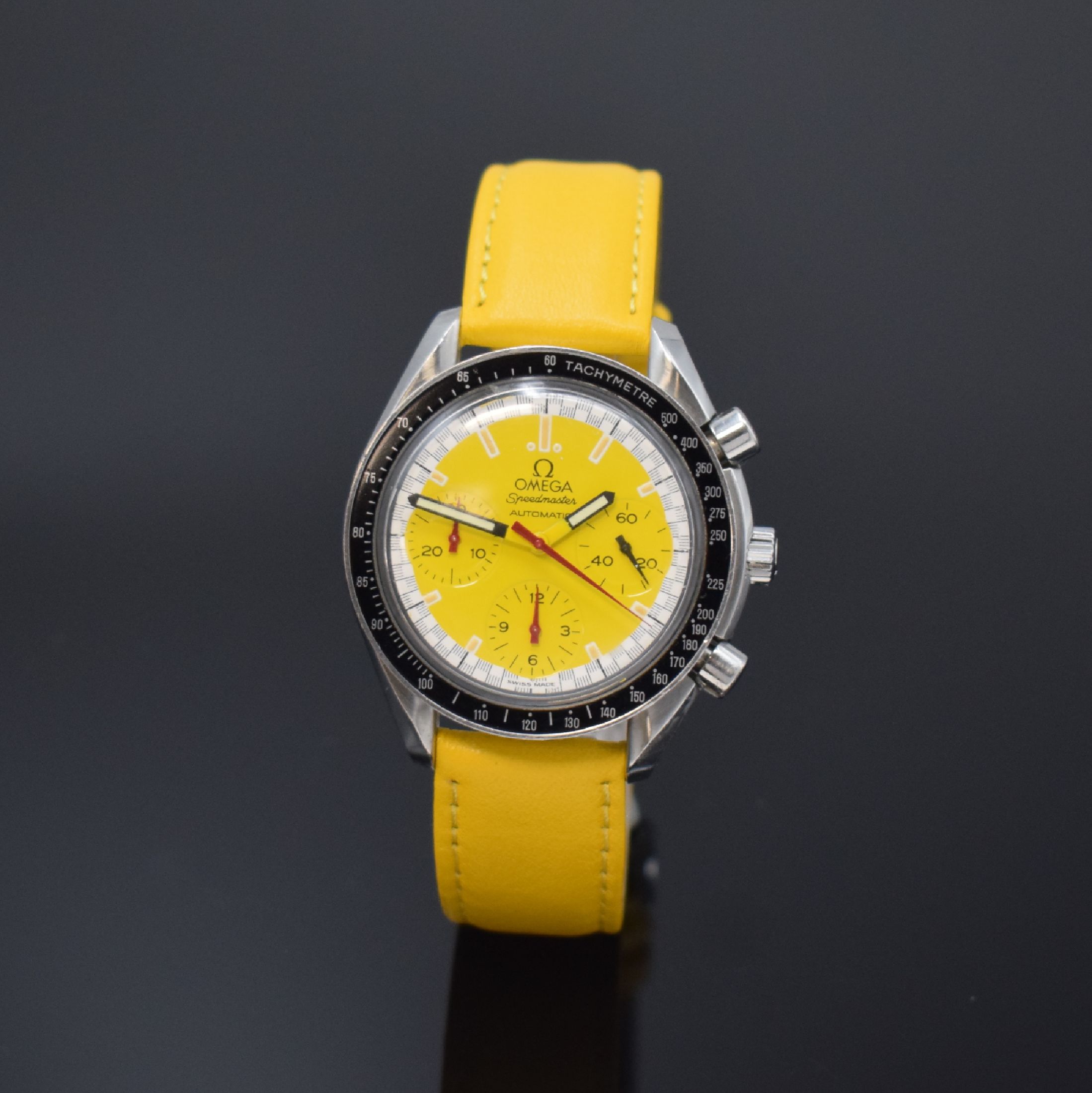 OMEGA Herrenarmbanduhr Serie Speedmaster Sonderedition Michael Schumacher Referenz 175 0032.1/175 0033.1, Schweiz um 1996, Automatik, Edelstahlgeh. ...