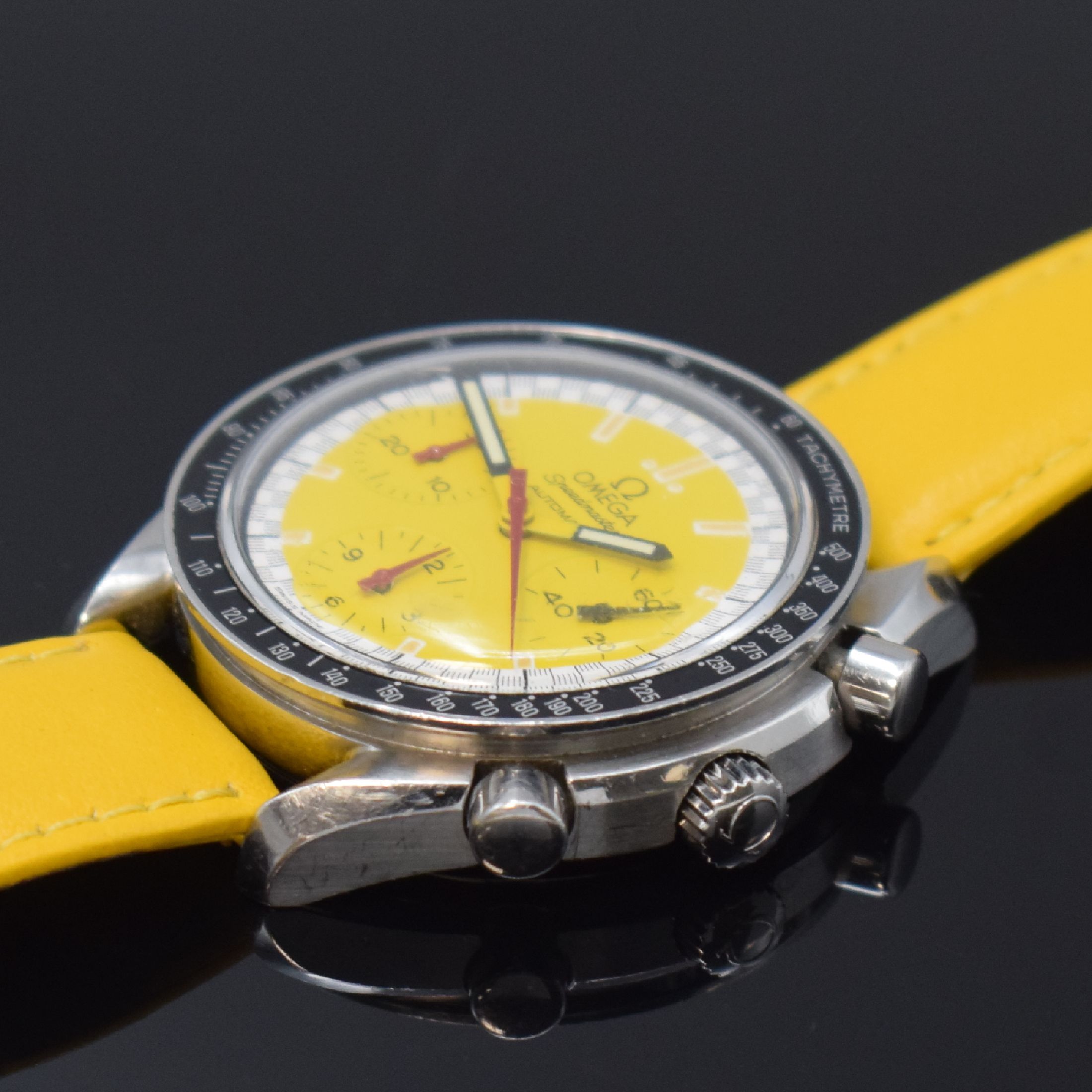Detail b: OMEGA Herrenarmbanduhr Serie Speedmaster Sonderedition Michael Schumacher Referenz 175 0032.1/175 0033.1, Schweiz um 1996, Automatik, Edelstahlgeh. ...