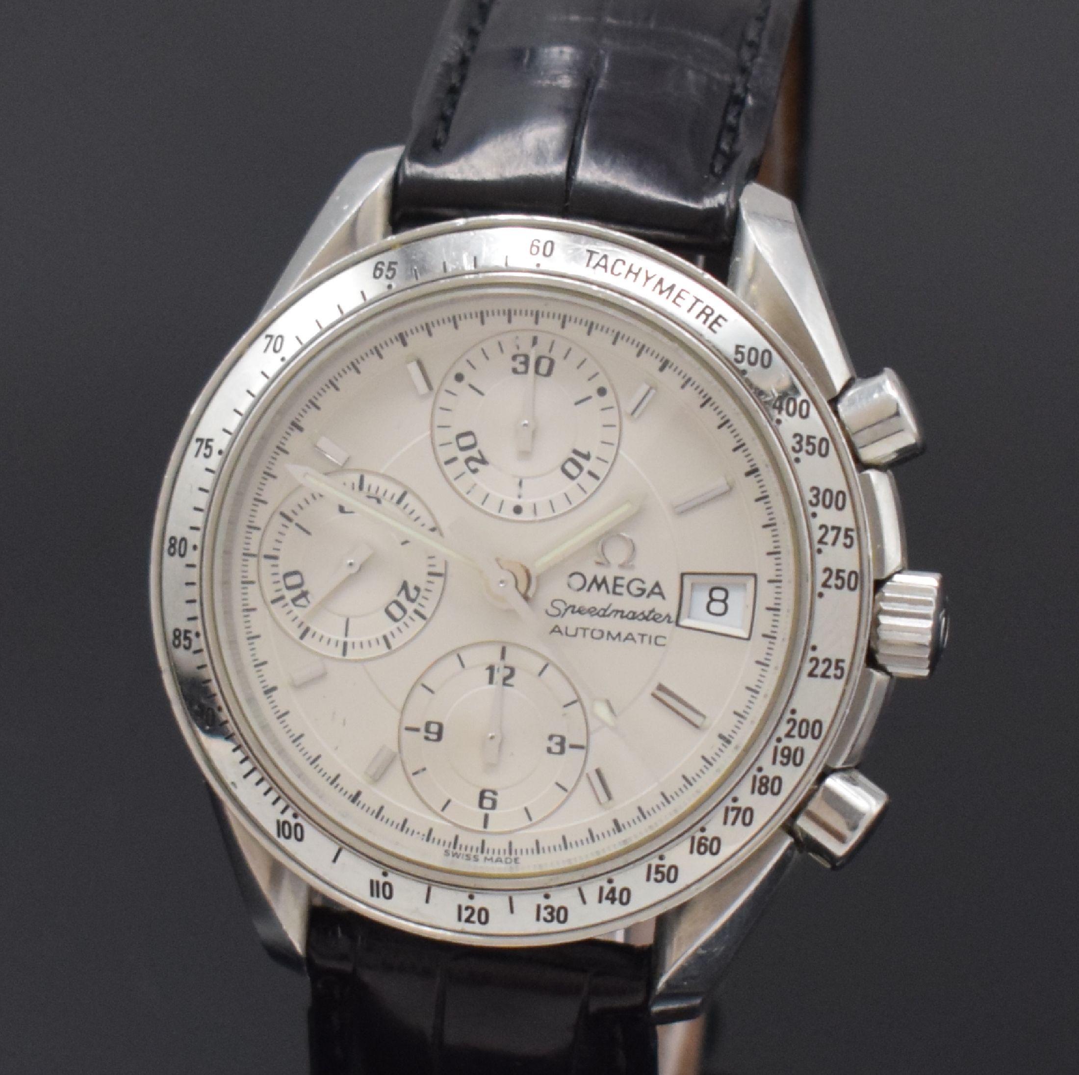 Detail a: OMEGA Speedmaster Herrenarmbanduhr mit Chronograph Referenz 175.0083/375.0083, Schweiz um 2000, Automatik, Edelstahlgeh., Boden mit Seepferdchenlogo ...