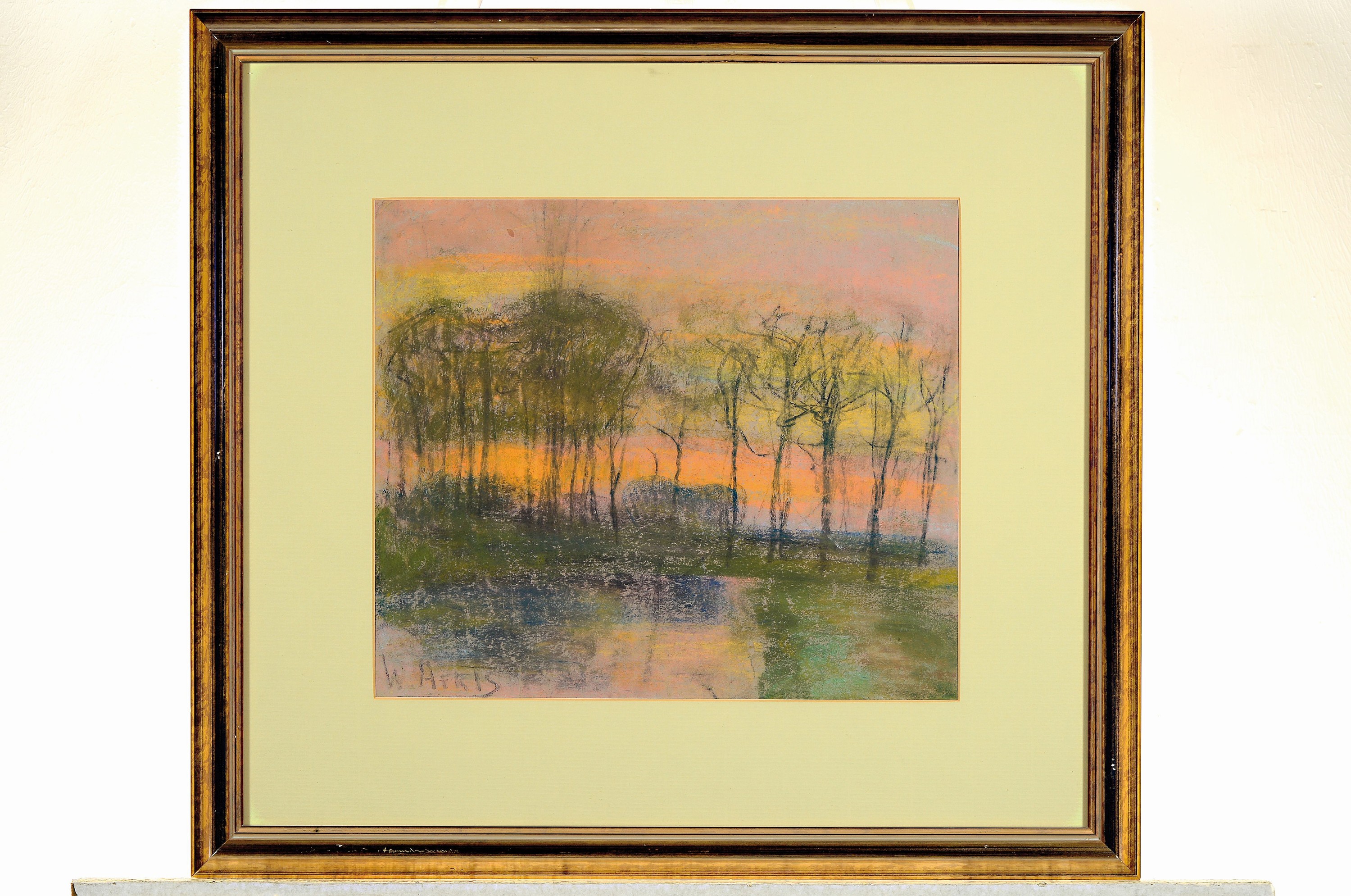 Detail k: Willem Aerts, 1898-1974, Herbst in Flandern, Wachs und Kreide auf Papier, ca. 32x38cm, PP, u.Gl., R. ca. 56x62cm