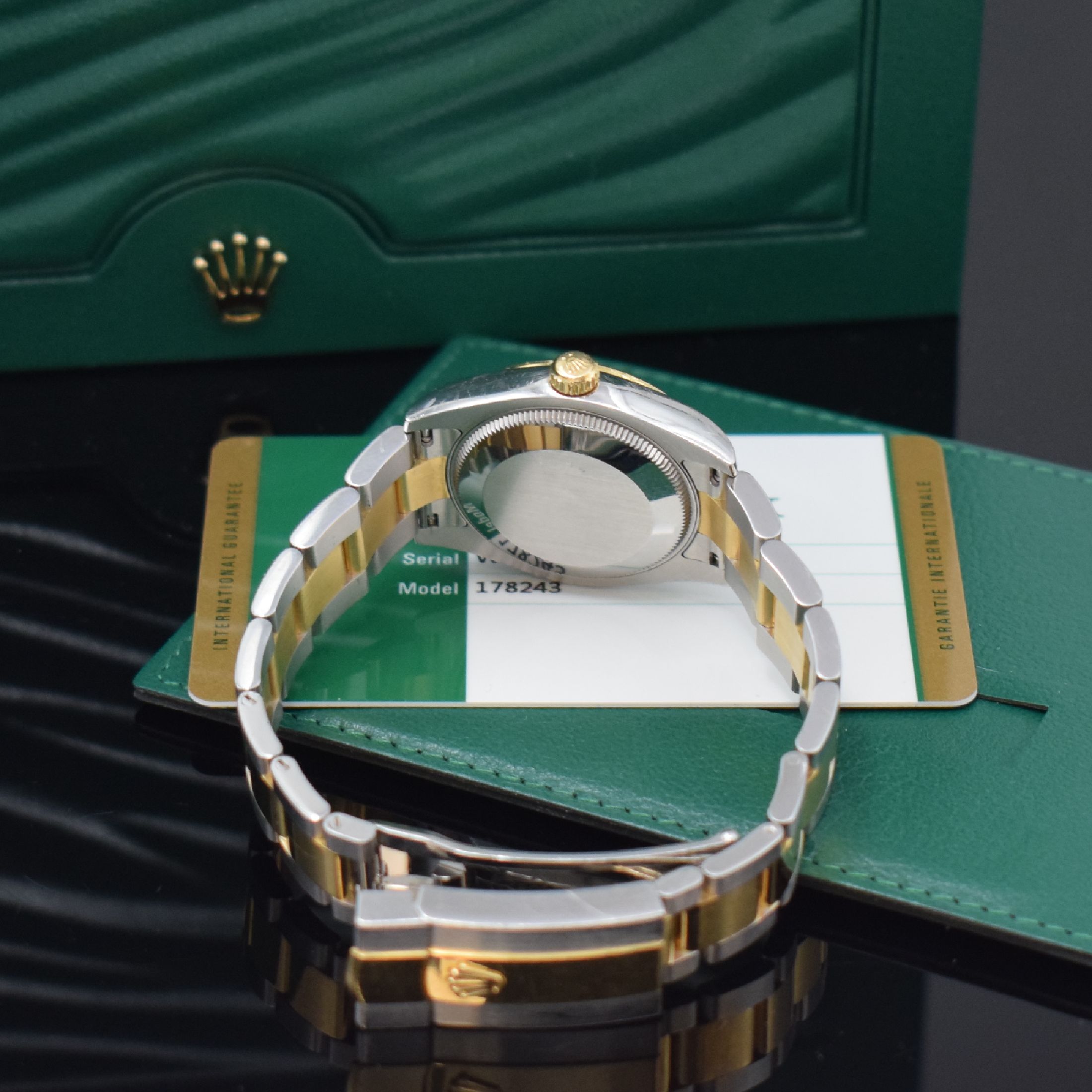 Detail e: ROLEX Armbanduhr Oyster Perpetual Datejust Referenz 178243, Schweiz verk. lt. beil. Pap. 10/2015, Automatik, LC 100, Chronometer der Superlative in ...