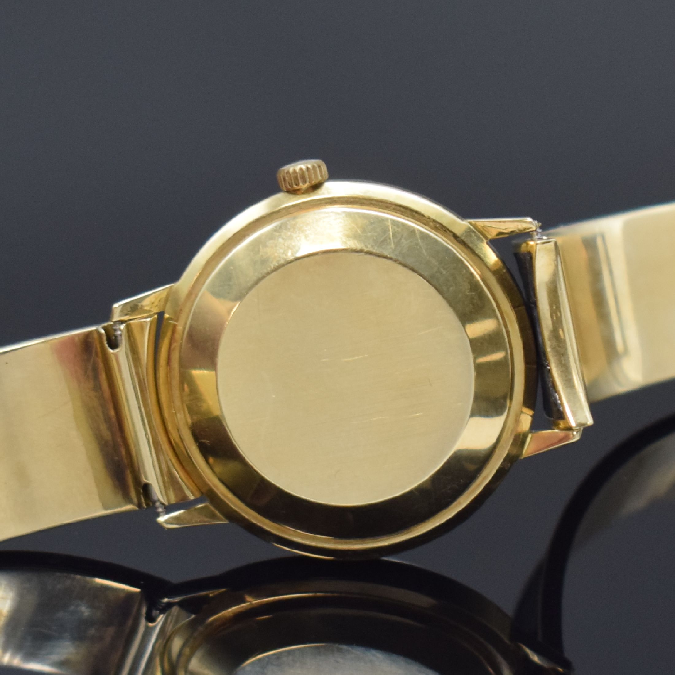 Detail e: MATHEY TISSOT Armbanduhr UHF MATISSONIC in GG GG 585/000 an GG 585/000 Goldspange, Automatik, Schweiz 1970er Jahre, Monocogue- Geh., silb. Zifferbl. ...