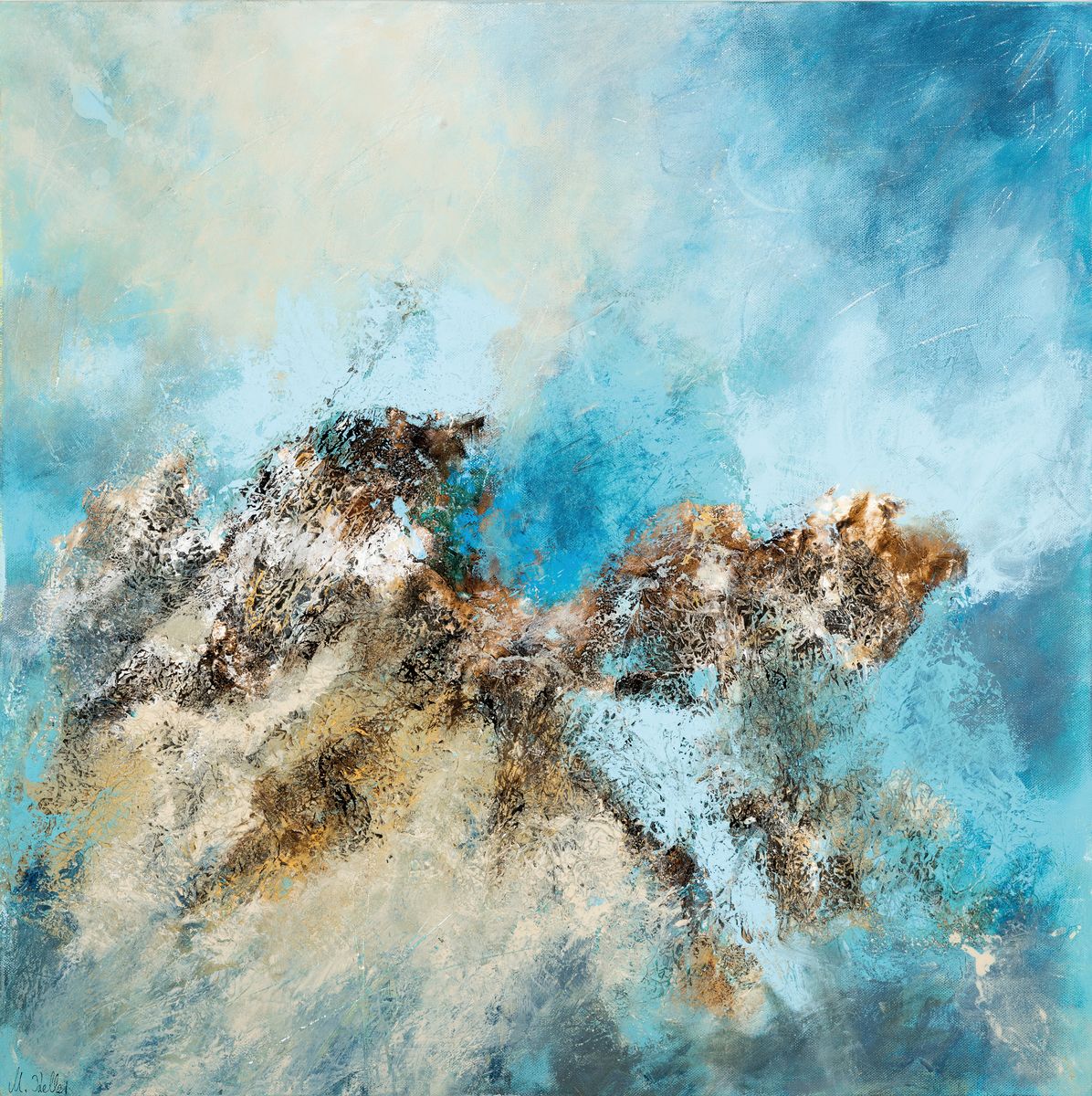 Detail k: Marion Keller, geb. 1963, Blue Lougoou, Acryl/Lwd, links unten sign., ca. 70x70 cm