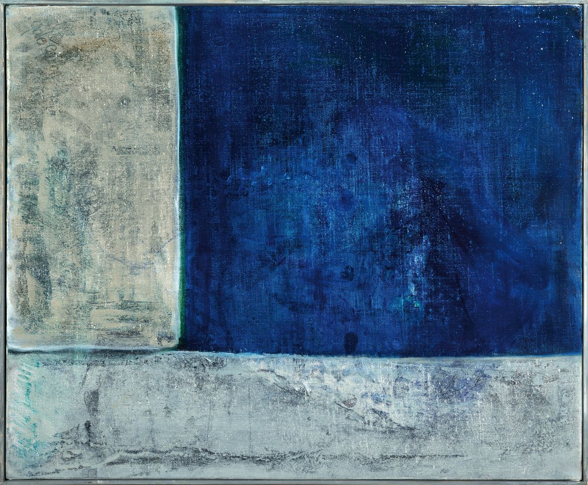 Gaston Galé, geb. 1978, zeitgen. belgischer Künstler, 2 Arbeiten: Kompositionen in Blau,1x Acryl auf Lwd, li. u. sign., ca. 73x60cm; 1x Acryl auf ...