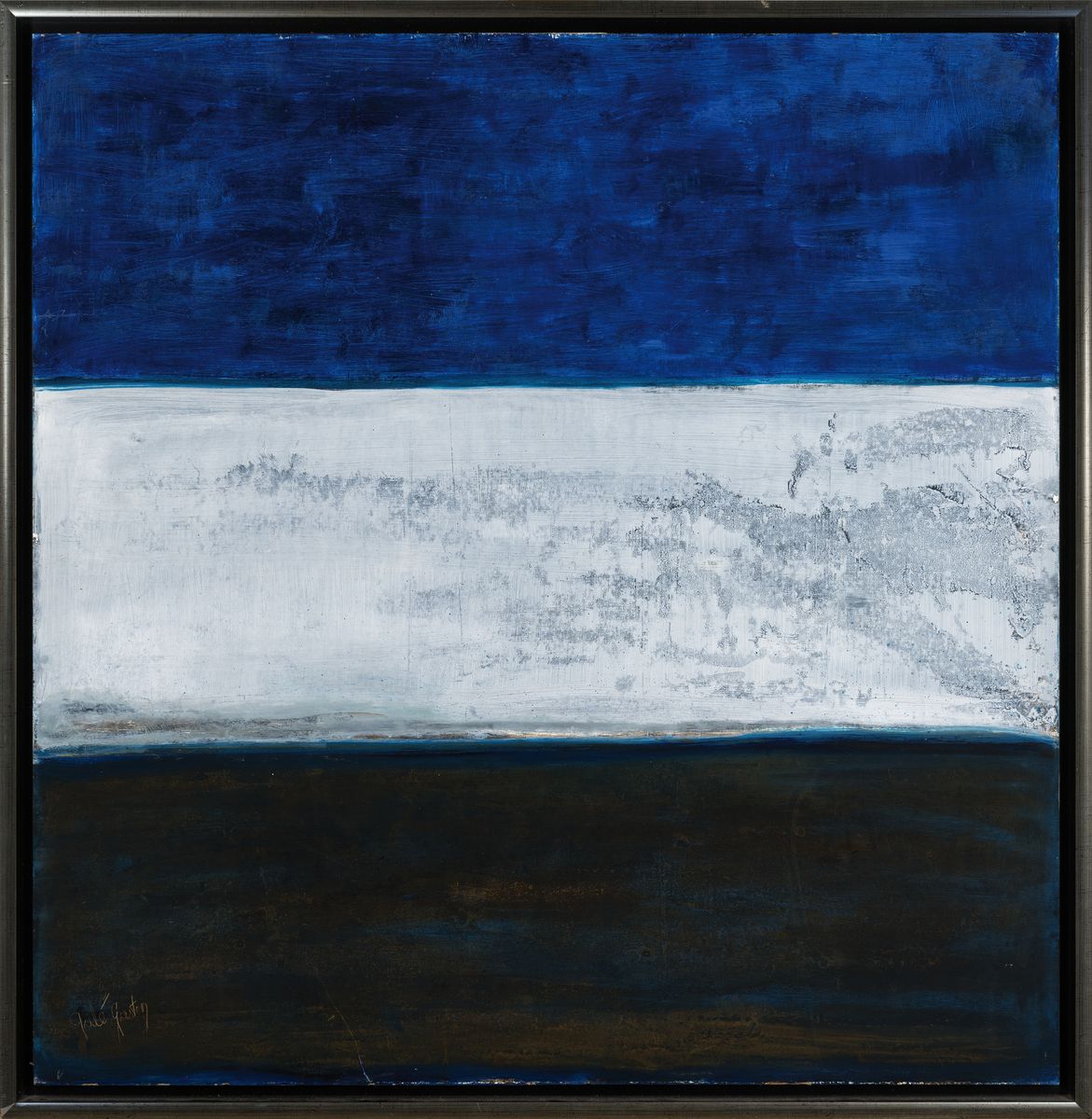 Detail a: Gaston Galé, geb. 1978, zeitgen. belgischer Künstler, 2 Arbeiten: Kompositionen in Blau,1x Acryl auf Lwd, li. u. sign., ca. 73x60cm; 1x Acryl auf ...