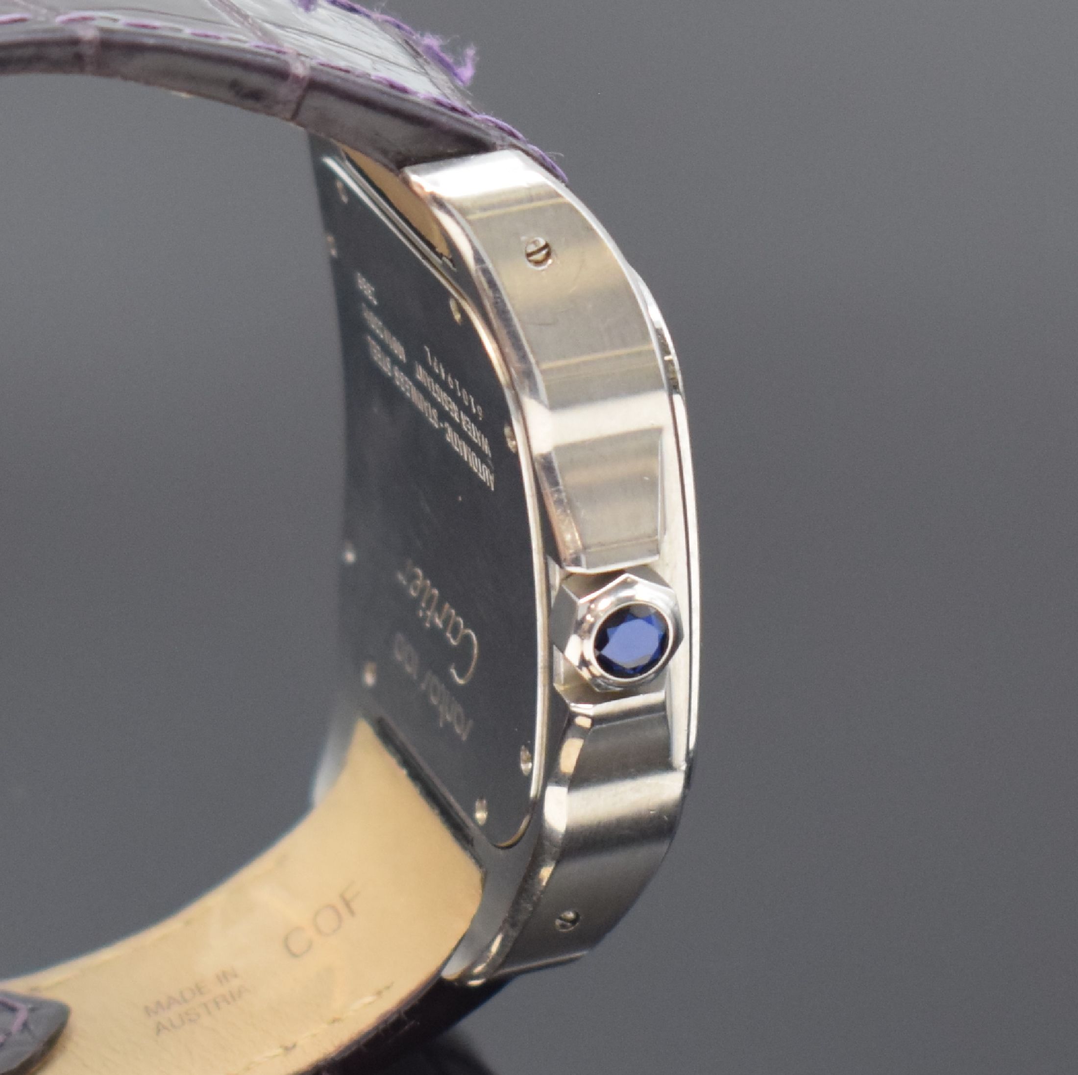 Detail c: CARTIER Armbanduhr Santos 100 Referenz 2656, Automatik, Schweiz um 2005, Edelstahlgeh. inkl. orig. Lederband m. dopp. Faltschl., Boden und Lünette ...