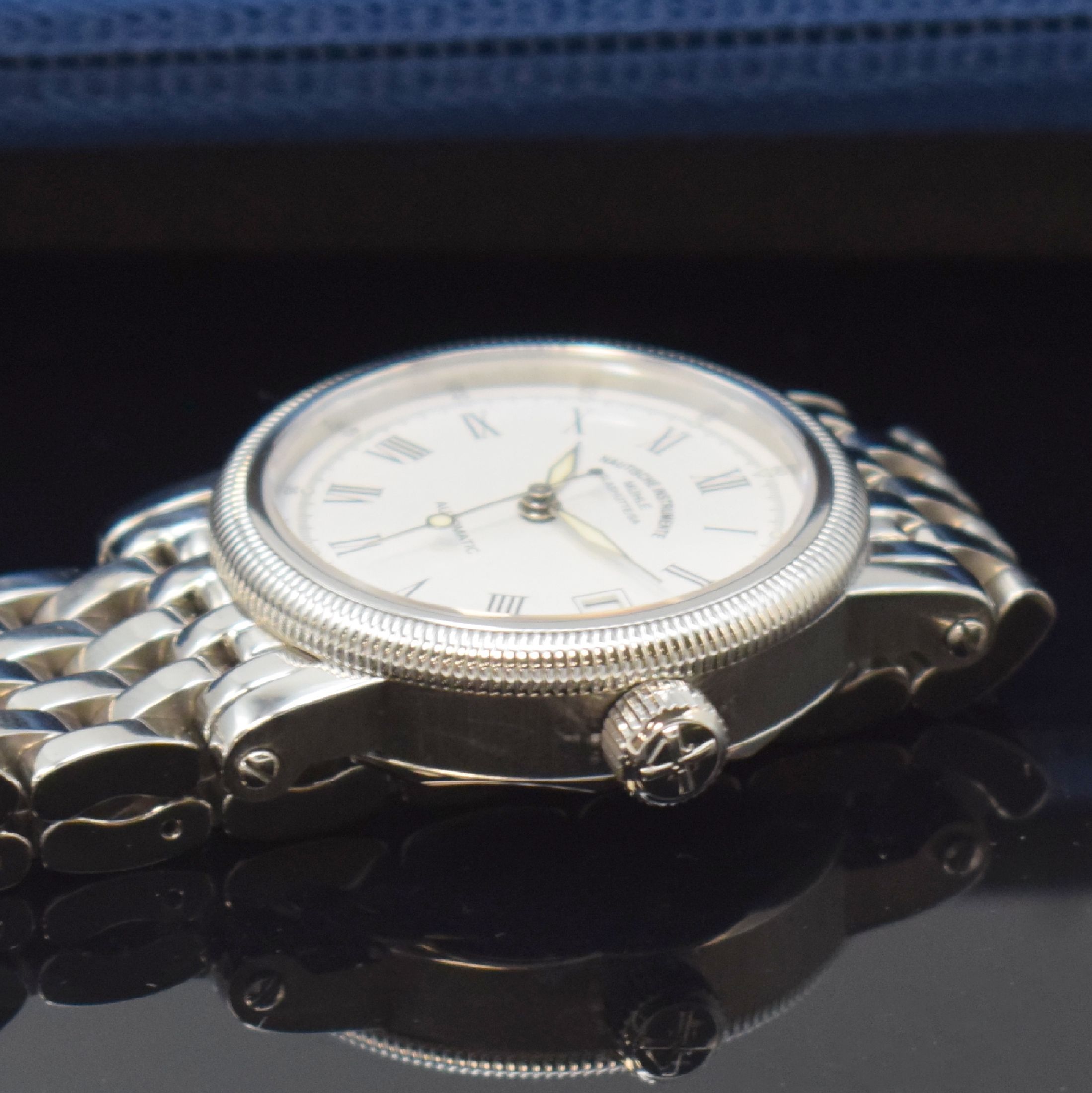 Detail c: MÜHLE GLASHÜTTE Armbanduhr Referenz M1-31-60, Automatik, Deutschland um 2009, beids. vergl. Edelstahlgeh. inkl. Gliederband m. dopp. Faltschl., ...