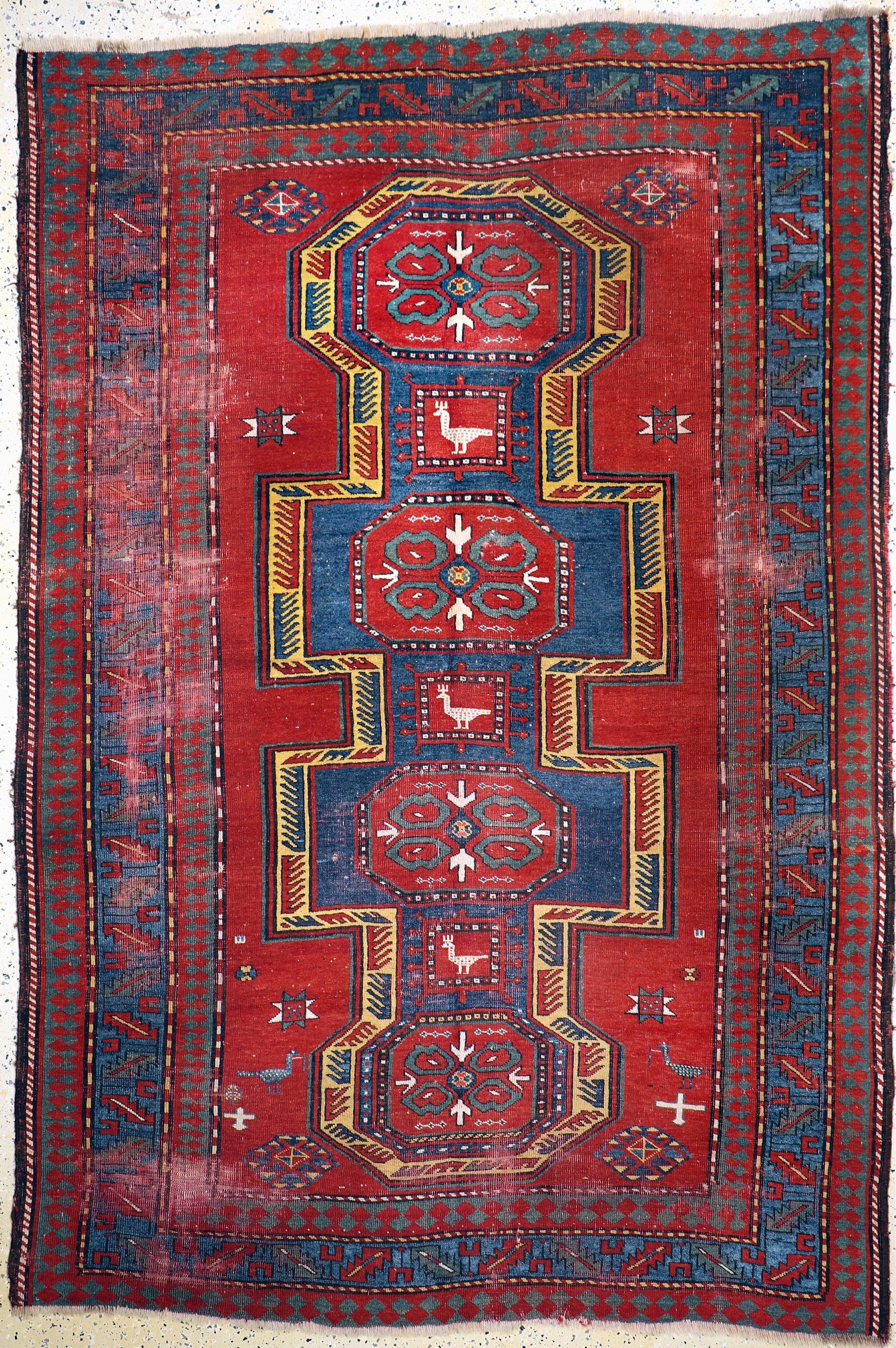 Antiker Kazak, Kaukasus, 19.Jhd, Wolle auf Wolle, ca. 260 x 175 cm, EHZ: 3-4