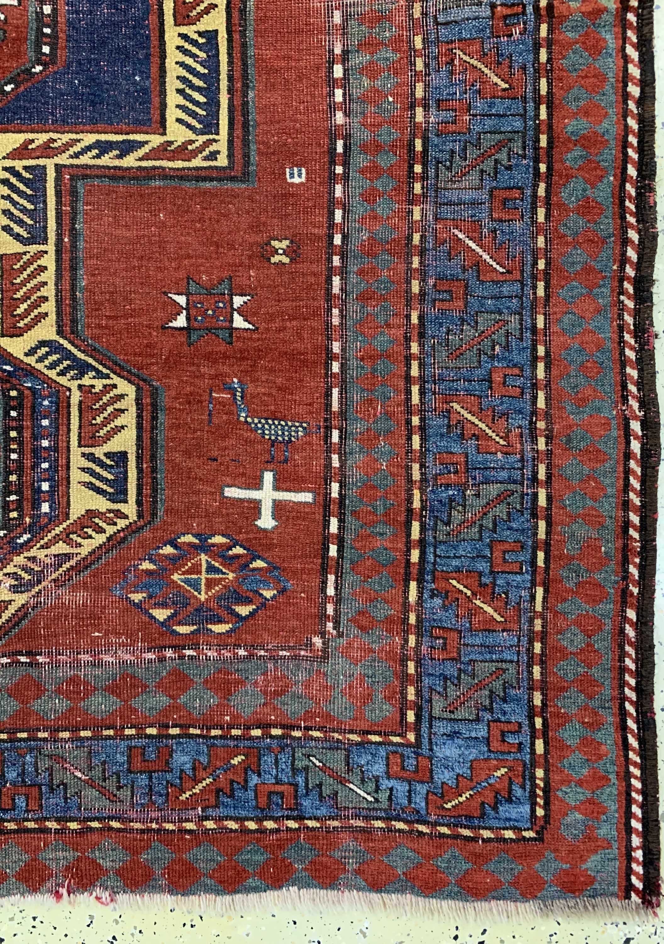 Detail a: Antiker Kazak, Kaukasus, 19.Jhd, Wolle auf Wolle, ca. 260 x 175 cm, EHZ: 3-4