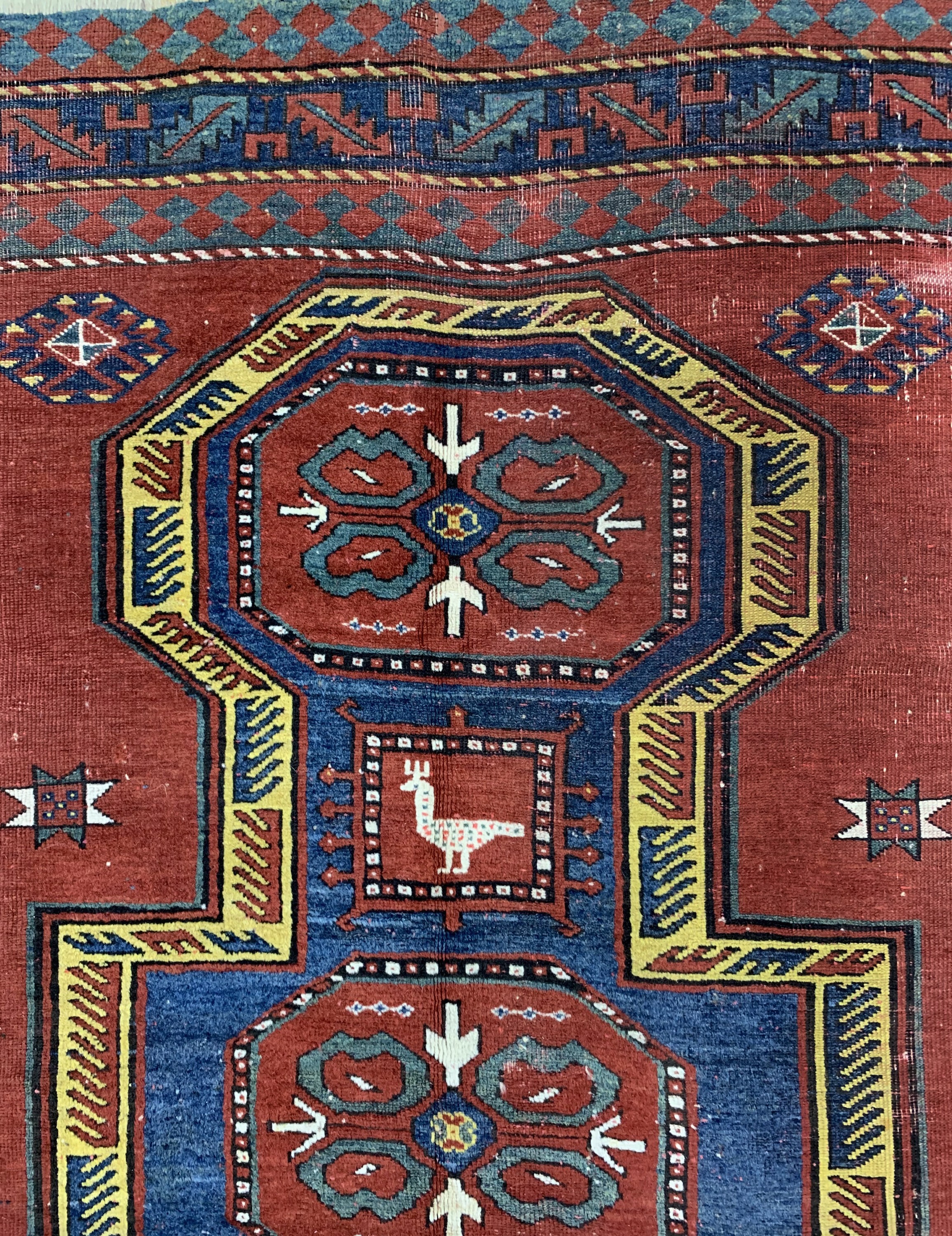 Detail c: Antiker Kazak, Kaukasus, 19.Jhd, Wolle auf Wolle, ca. 260 x 175 cm, EHZ: 3-4