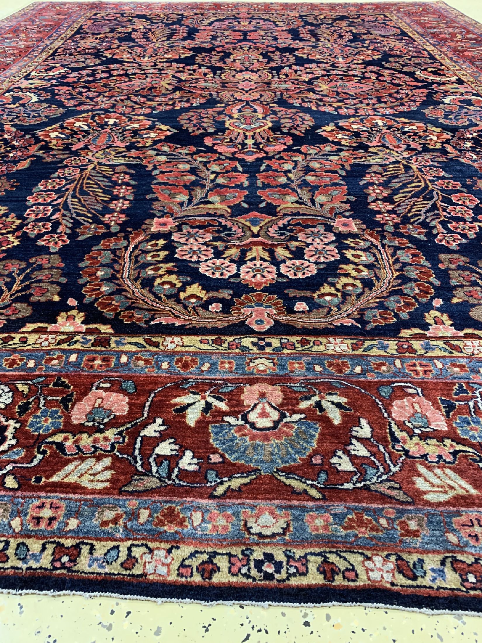 Detail d: Sarogh "Mohajeran"antik, Persien, um 1900, Korkwolle auf Baumwolle, ca. 362 x 275 cm, EHZ: 2
