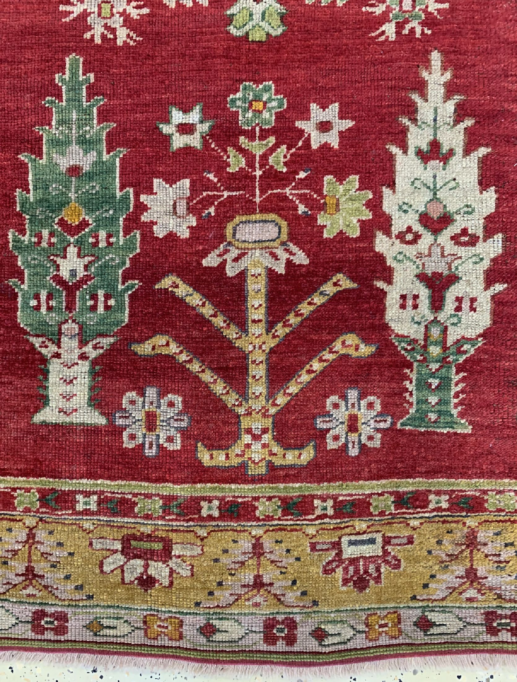 Detail b: Antiker Uschak, Türkei, um 1900, Wolle auf Wolle, ca. 177 x 115 cm, EHZ: 2