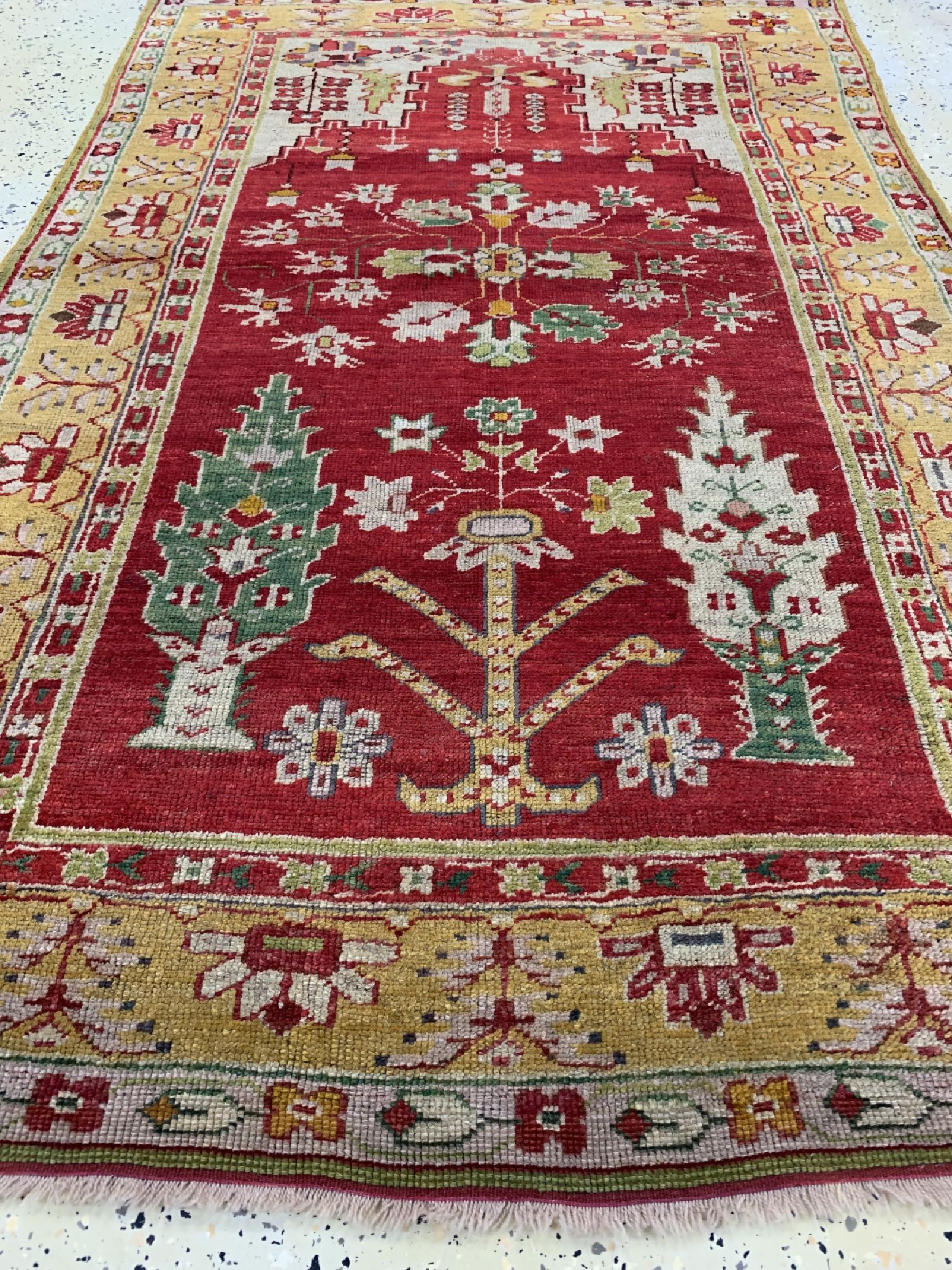 Detail d: Antiker Uschak, Türkei, um 1900, Wolle auf Wolle, ca. 177 x 115 cm, EHZ: 2