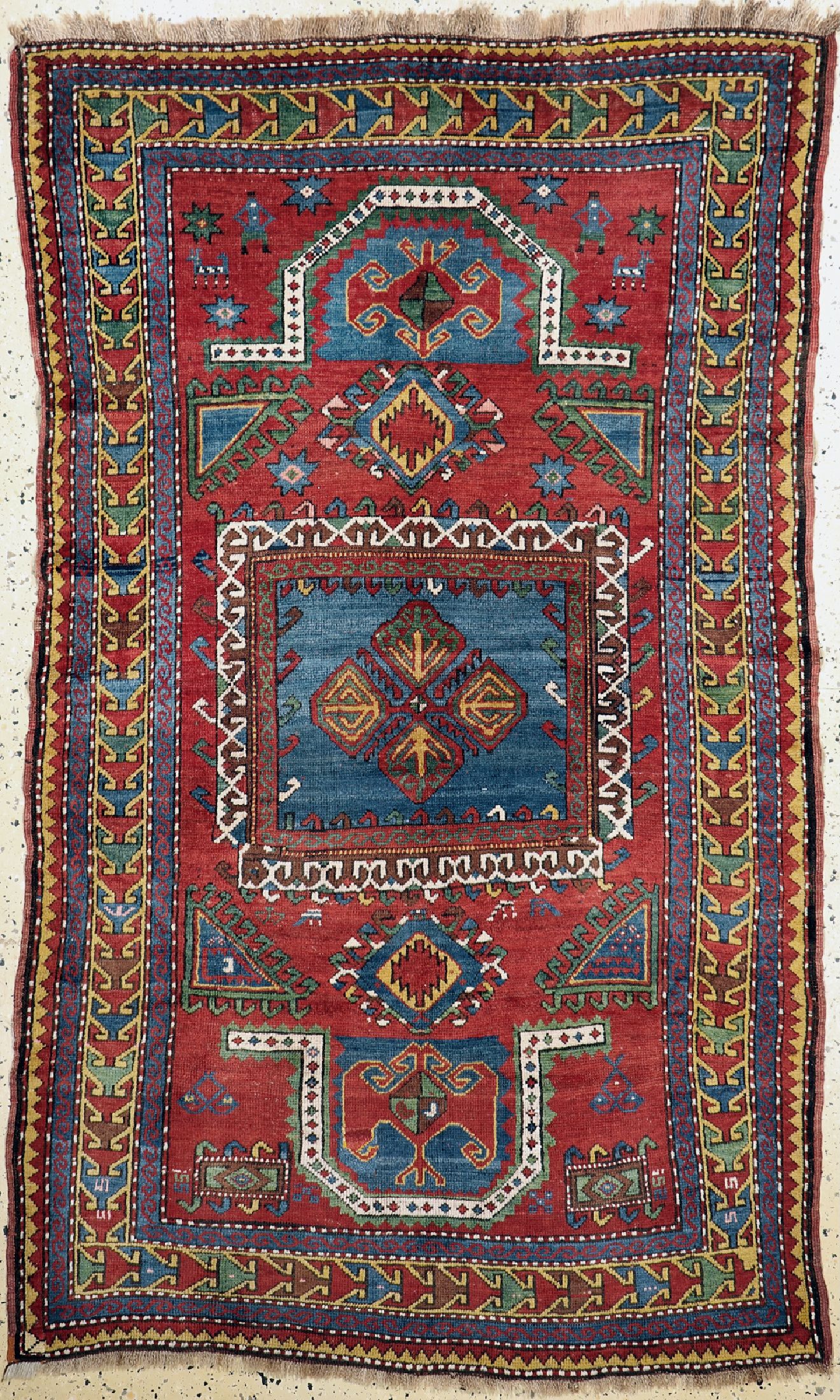Antiker Fachalo, Kaukasus, um 1900, Wolle auf Wolle, ca. 202 x 123 cm, EHZ: 2, restauriert