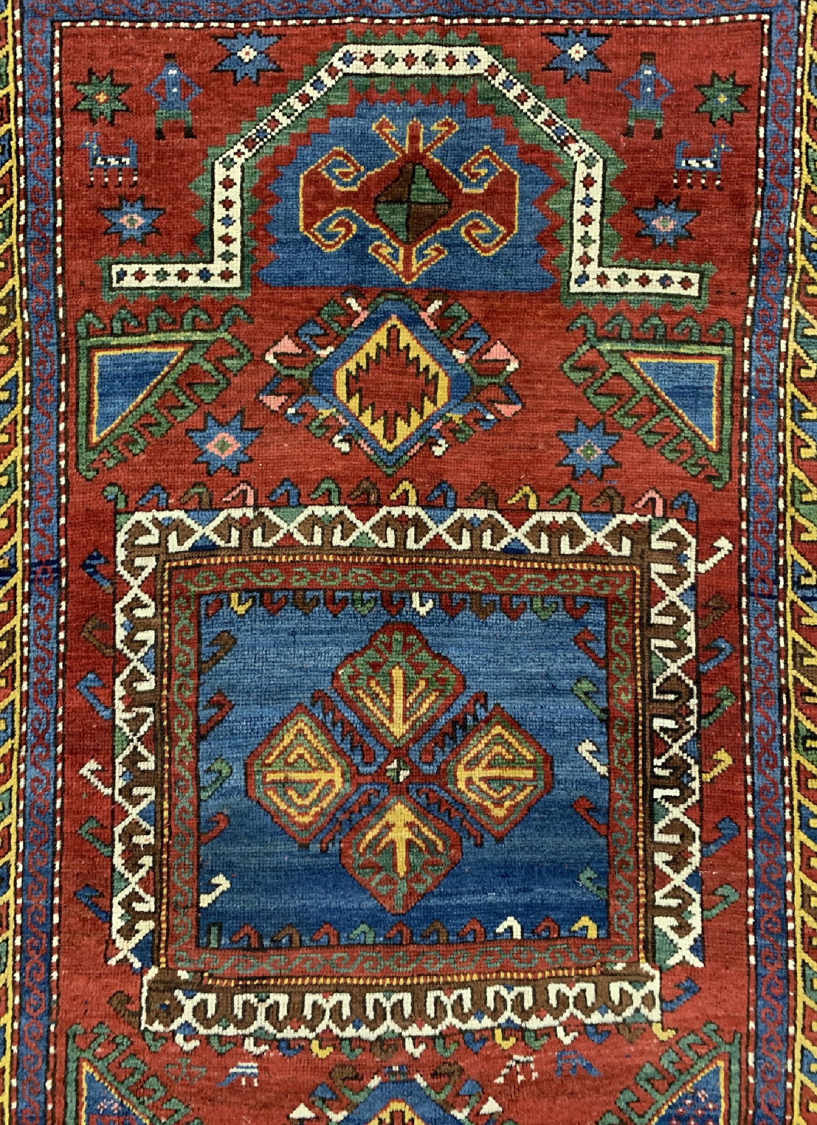 Detail c: Antiker Fachalo, Kaukasus, um 1900, Wolle auf Wolle, ca. 202 x 123 cm, EHZ: 2, restauriert