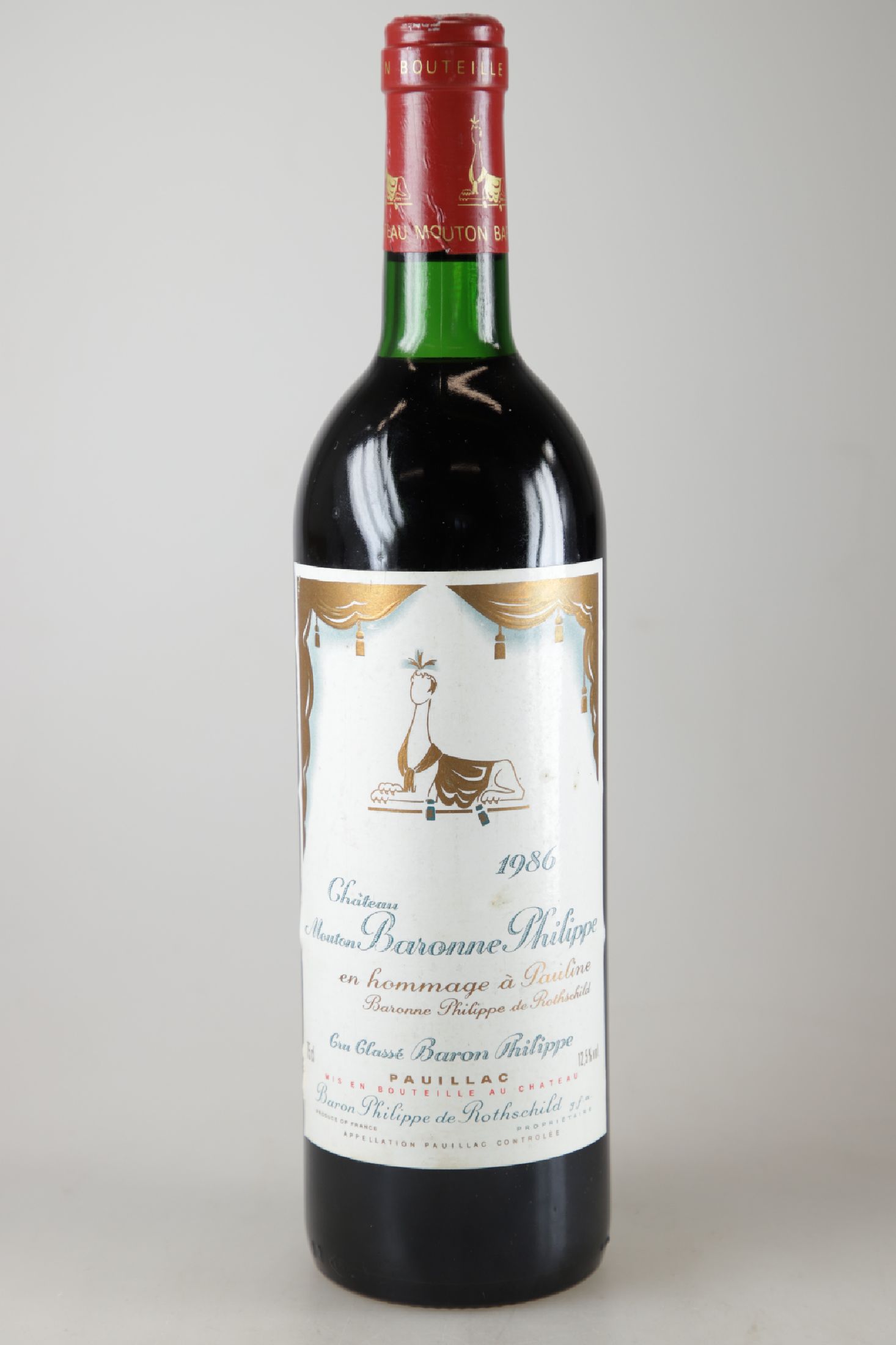 1 Flasche 1986 Baronne Philippe de Rothschild,Chateau d'Armailhac, Pauillac, ca. 75cl, 12 ,5% Vol., Top Shoulder