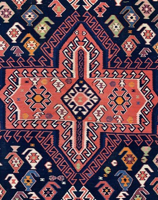26731238b - Kuba Kilim antique, Caucasus, around 1900, wool on wool, approx. 340 x 160 cm, condition:2-3. Antique, old and decorative collector Orientalrugs, Carpets, Textiles and Flatweaves