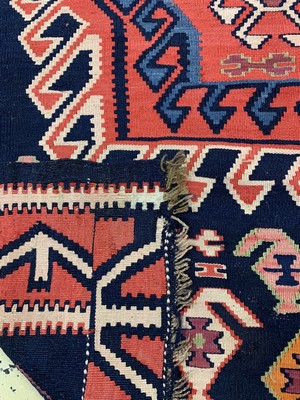 26731238e - Kuba Kilim antique, Caucasus, around 1900, wool on wool, approx. 340 x 160 cm, condition:2-3. Antique, old and decorative collector Orientalrugs, Carpets, Textiles and Flatweaves