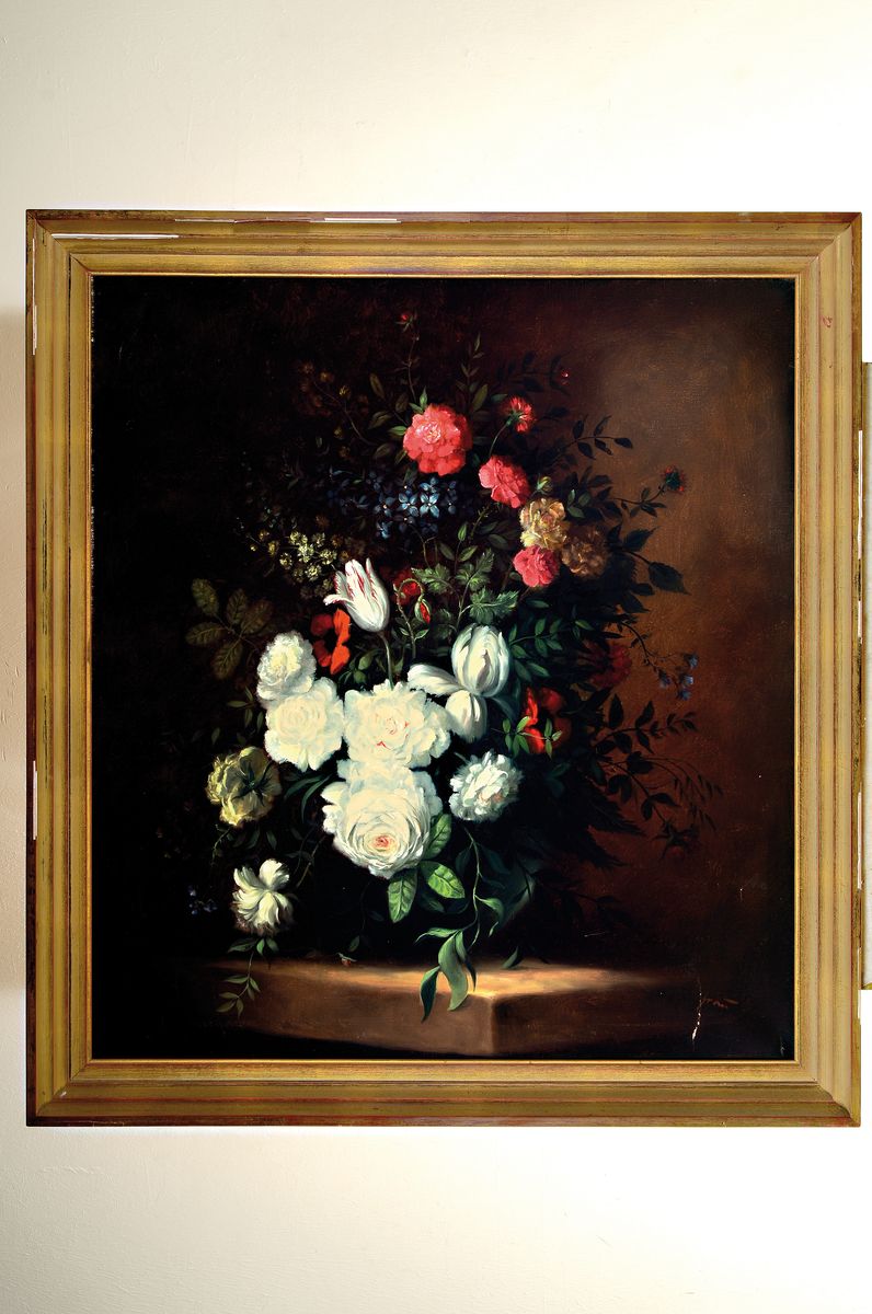 Detail k: Irena Grau, geb. 1944 Stuttgart, Üppiges Blumenstillleben im Stil der alten Meister, Öl/Lwd, sign., ca. 100x90cm, R. ca. 112x102cm