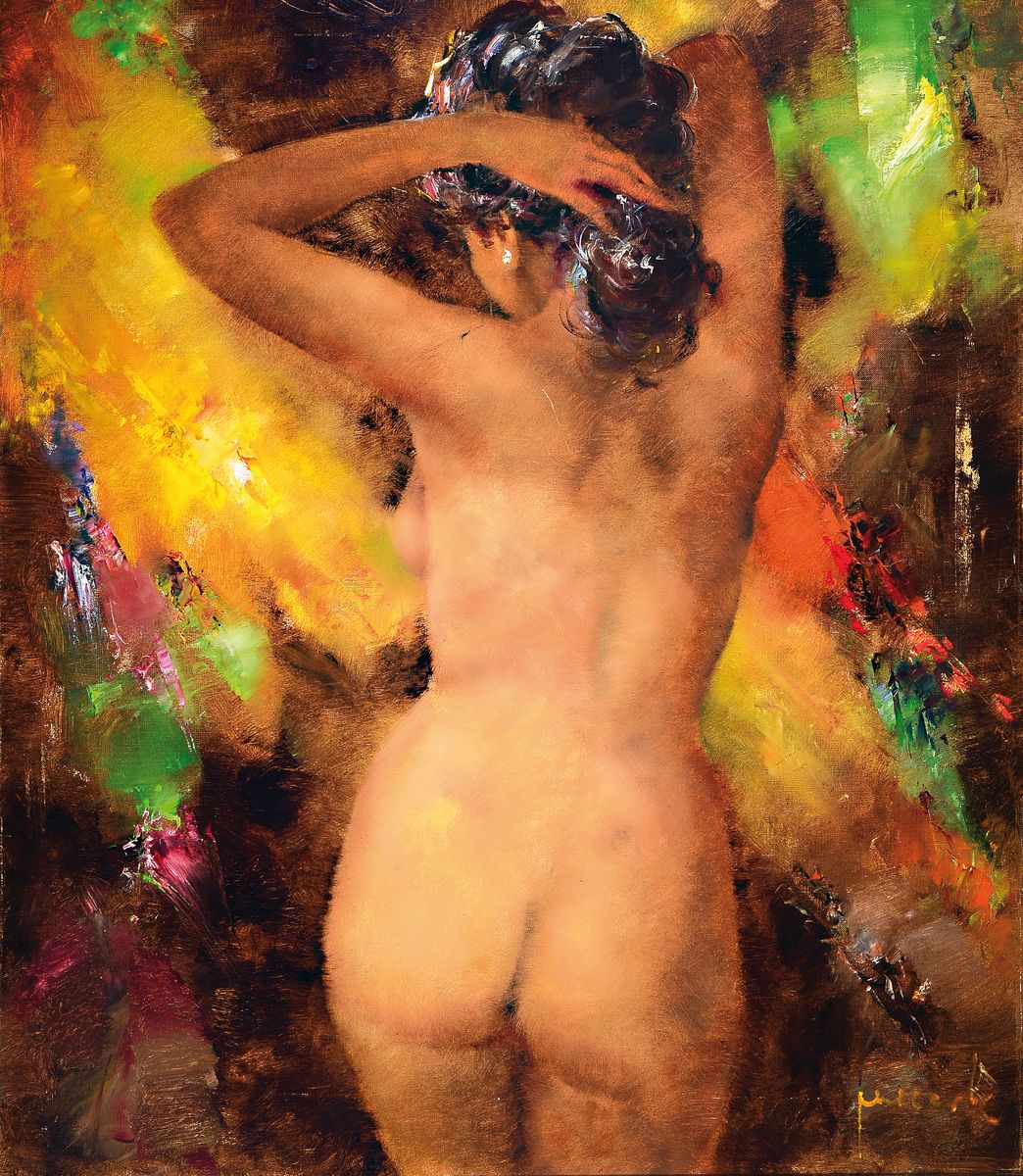Christian Jereczek, 1935 Berlin-2003, Rückenakt, Öl/Lwd, rechts unten signiert, ca. 80x70cm, R. ca. 92x82cm
