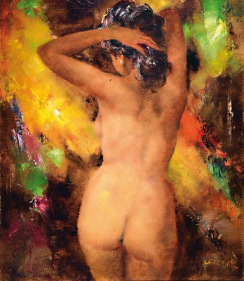 Image 26731884 - Christian Jereczek, 1935 Berlin-2003, nude back, oil/canvas, signed lower right, approx. 80x70cm, frame approx. 92x82cm