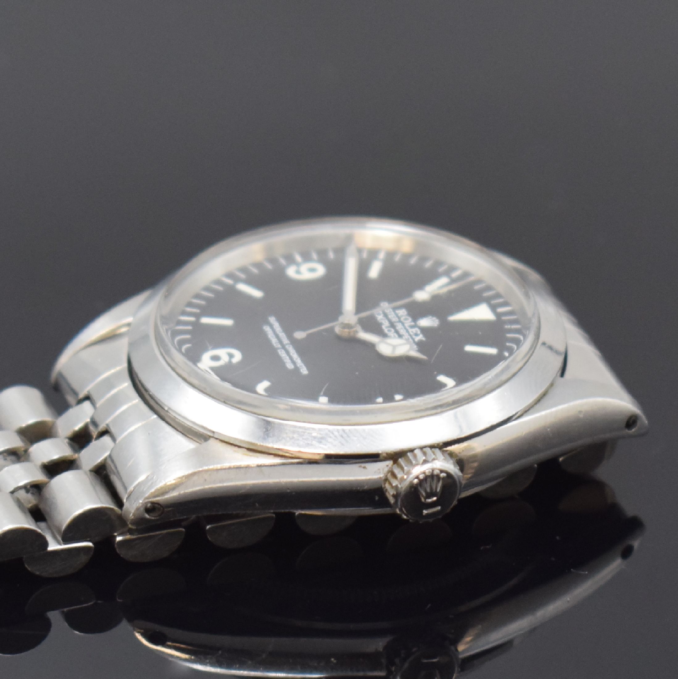 Detail c: ROLEX seltene Herrenarmbanduhr Oyster Perpetual Explorer Referenz 1016, Automatik, Schweiz lt. Bodenstempel 1. Quartal 1965, Edelstahlgeh. inkl. ...