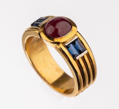 Image 26732130 - 18 kt gold ruby-sapphire-ring