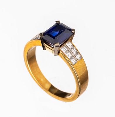 Image 26732286 - 18 kt Gold Saphir-Diamant-Ring