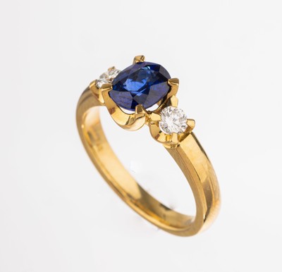 Image 26732311 - 18 kt gold sapphire-brilliant-ring