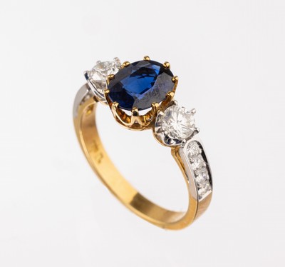 Image 26732415 - 18 kt gold sapphire-brilliant-ring