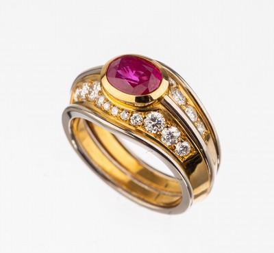Image 26732589 - 18 kt gold ruby-brilliant-ring