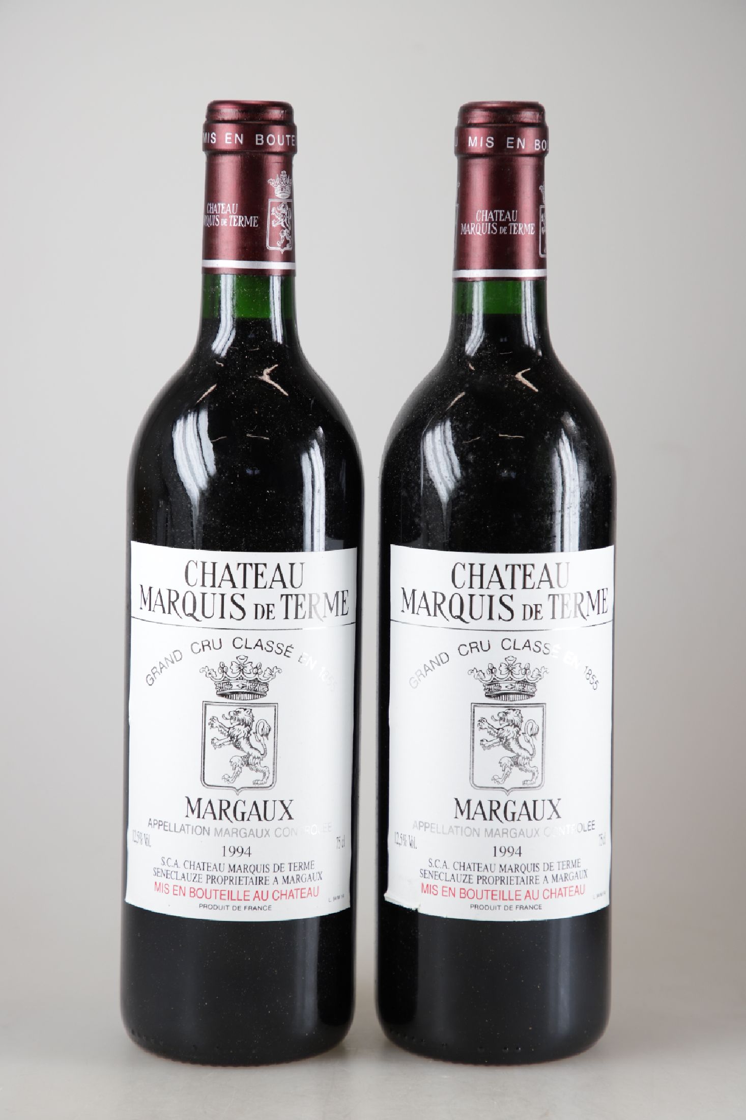 12 Flaschen 1994 Chateau Marquis de Terme, Margaux, je ca. 75cl, 12,5% Vol., in geöffneter orig. Holzkiste
