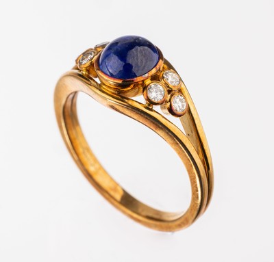 Image 26732604 - 18 kt gold sapphire-brilliant-ring