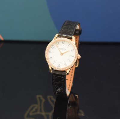 Image HERMES Armbanduhr Serie Slim d´Hermes in Rosegold 750/000 mit Brillantlünette Referenz CA2.171