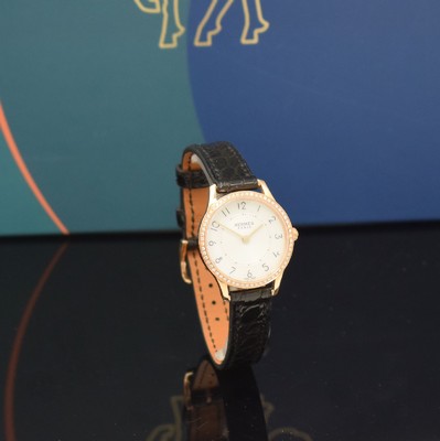 26732678b - HERMES Armbanduhr Serie Slim d´Hermes in Rosegold 750/000 mit Brillantlünette Referenz CA2.171