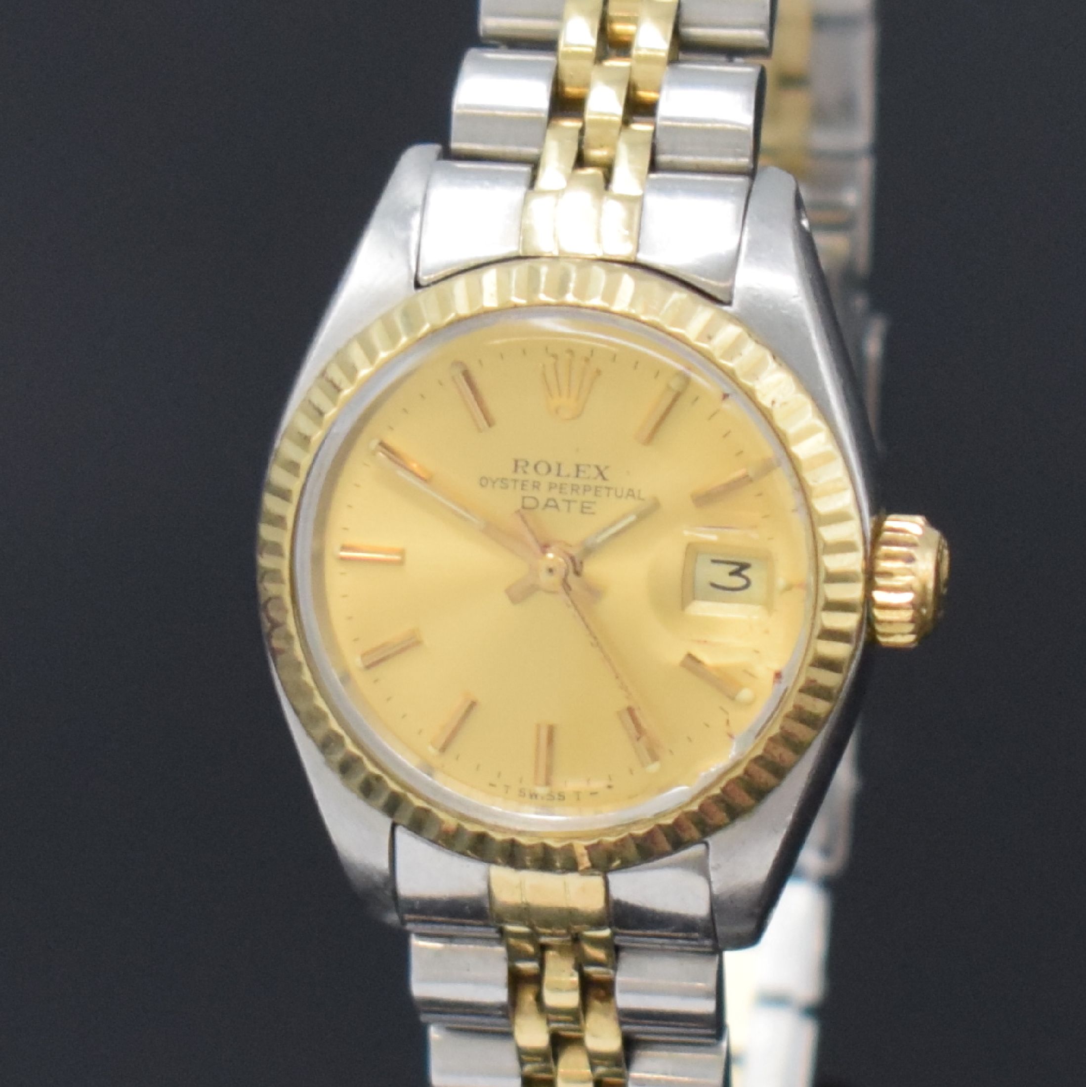 Detail b: ROLEX Damenarmbanduhr Oyster Perpetual Date Referenz 6917, Schweiz um 1977, Automatik, Edelstahl/Gold kombiniert inkl. Jubileeband m. Faltschl., ...