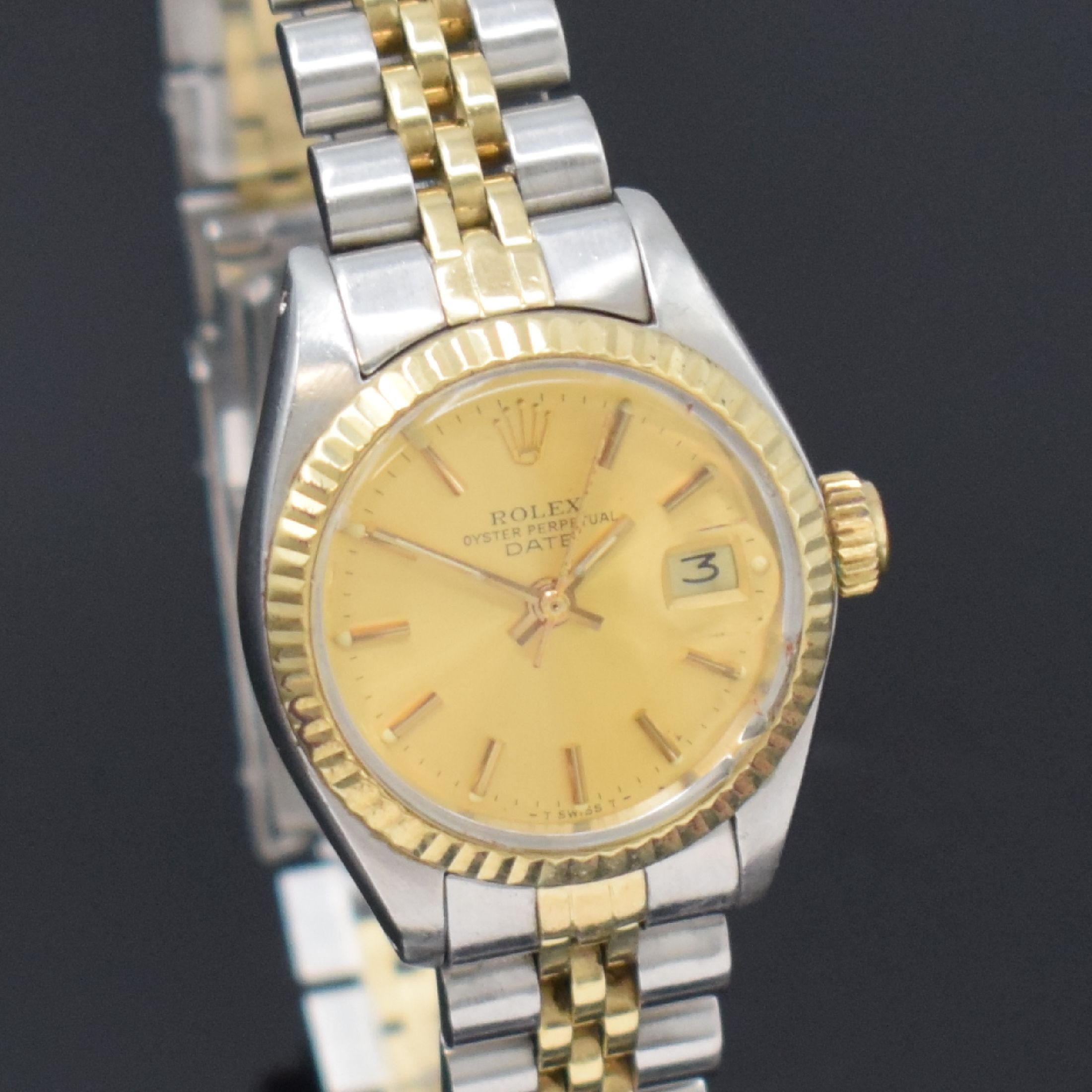 Detail d: ROLEX Damenarmbanduhr Oyster Perpetual Date Referenz 6917, Schweiz um 1977, Automatik, Edelstahl/Gold kombiniert inkl. Jubileeband m. Faltschl., ...