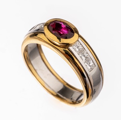 Image 26732880 - 18 kt Gold Rubin-Diamant-Ring