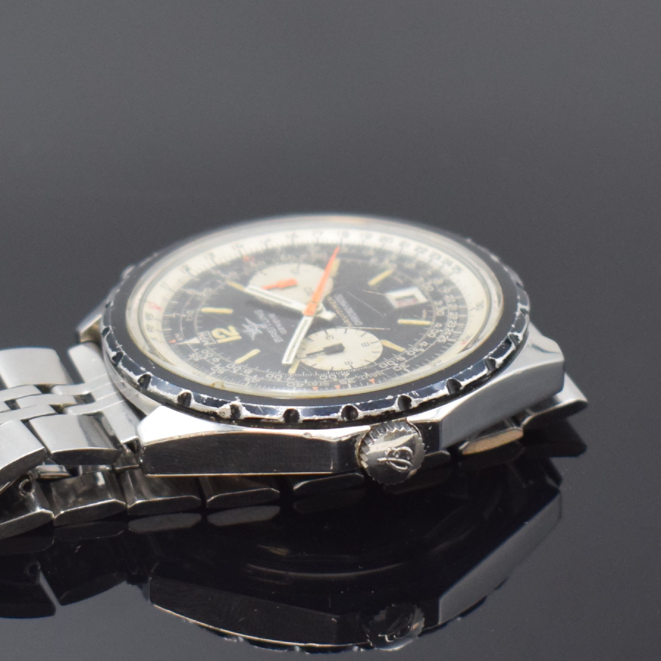 Detail c: BREITLING Armbandchronograph Navitimer Chrono-Matic Referenz 1806, Automatik, Schweiz um 1970, verschr. Stahlgeh. inkl. orig. Stahlband m. Faltschl., ...