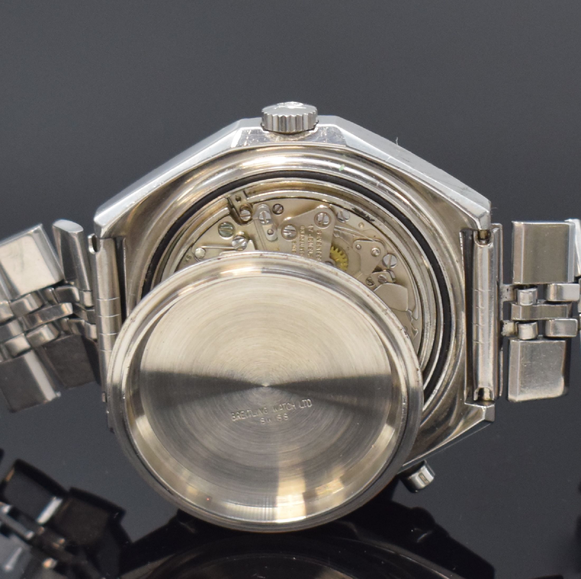 Detail f: BREITLING Armbandchronograph Navitimer Chrono-Matic Referenz 1806, Automatik, Schweiz um 1970, verschr. Stahlgeh. inkl. orig. Stahlband m. Faltschl., ...