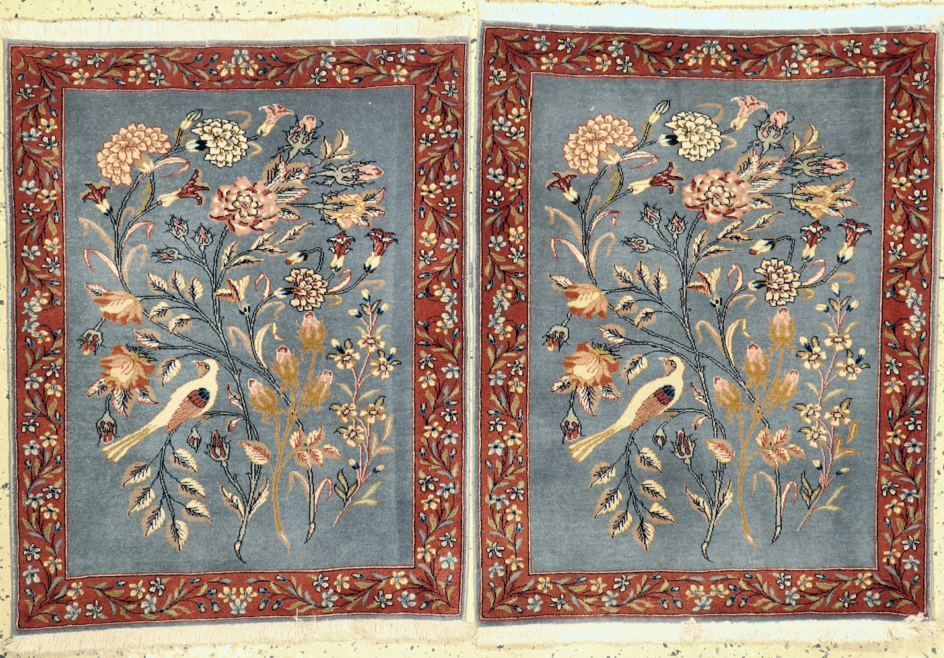 1 Paar Ghom Seide, Persien, ca. 30 Jahre, Korkwolle auf Baumwolle, ca. 88 x 67 cm, EHZ: 1