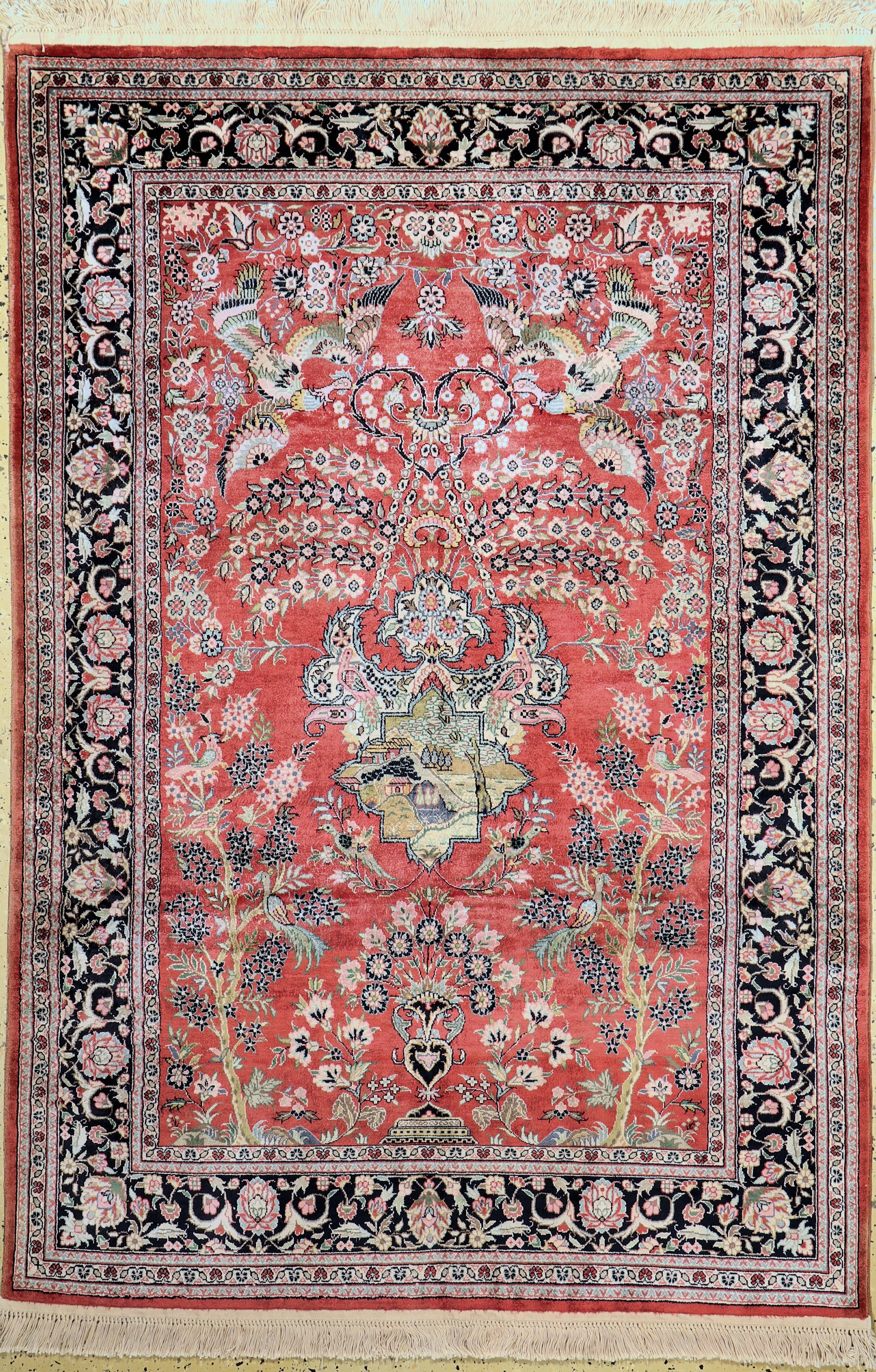 Keschan Seide, China, ca. 40 Jahre, Seide auf Baumwolle, ca. 183 x 125 cm, EHZ: 2
