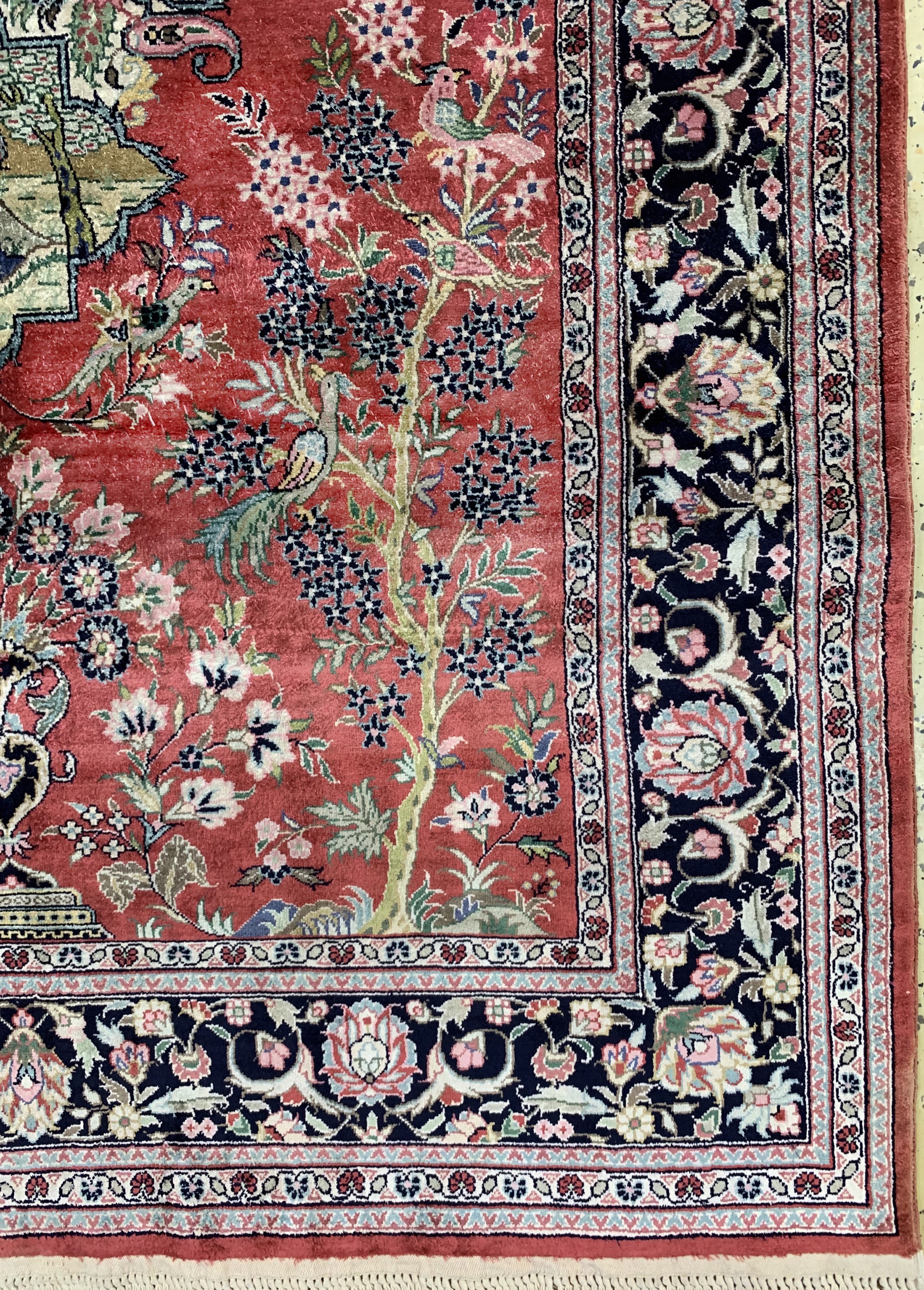 Detail a: Keschan Seide, China, ca. 40 Jahre, Seide auf Baumwolle, ca. 183 x 125 cm, EHZ: 2