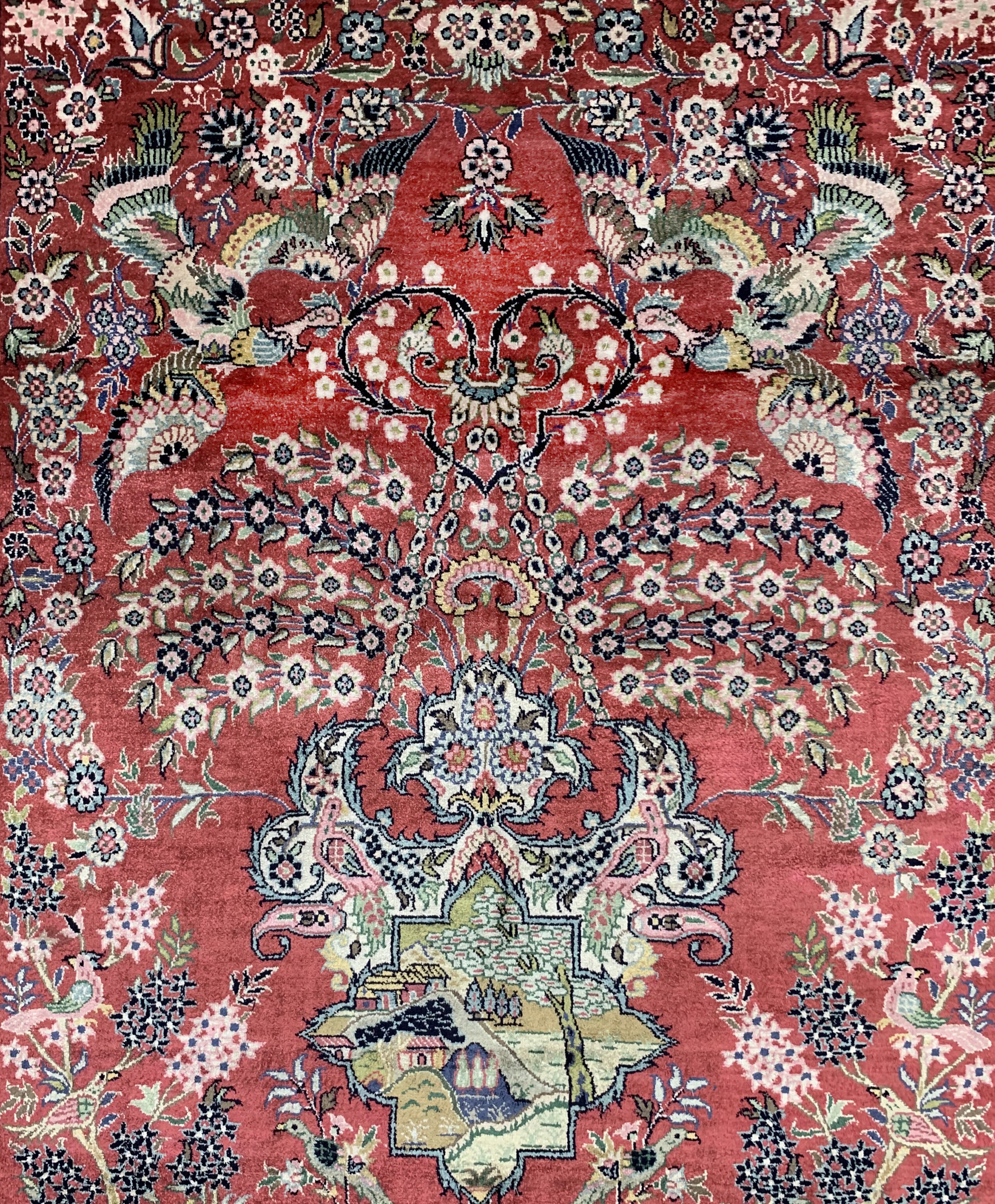 Detail b: Keschan Seide, China, ca. 40 Jahre, Seide auf Baumwolle, ca. 183 x 125 cm, EHZ: 2