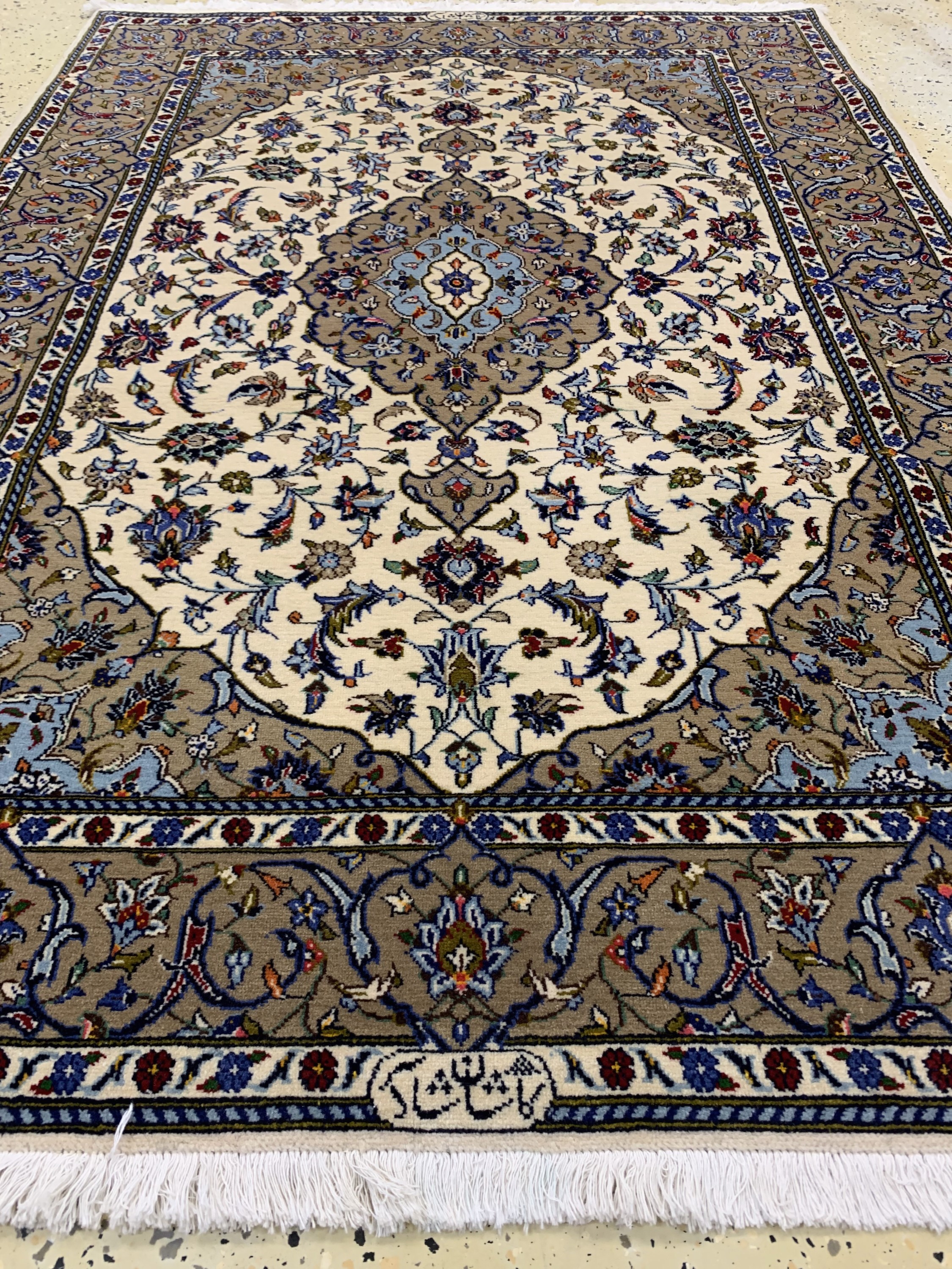 Detail d: Keschan Kork"Shadsar", Persien, ca. 40 Jahre, Korkwolle auf Baumwolle, ca. 168 x 120 cm, EHZ: 1-2