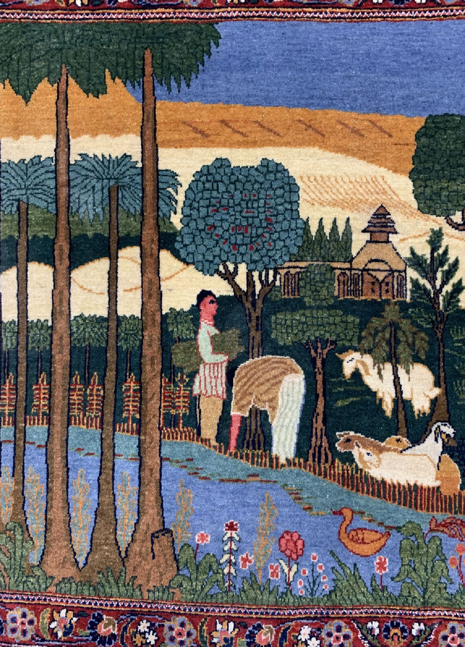 Detail b: Keschan Kork alt, Persien, um 1940/1950, Korkwolle auf Baumwolle, ca. 95 x 70 cm, EHZ: 1-2
